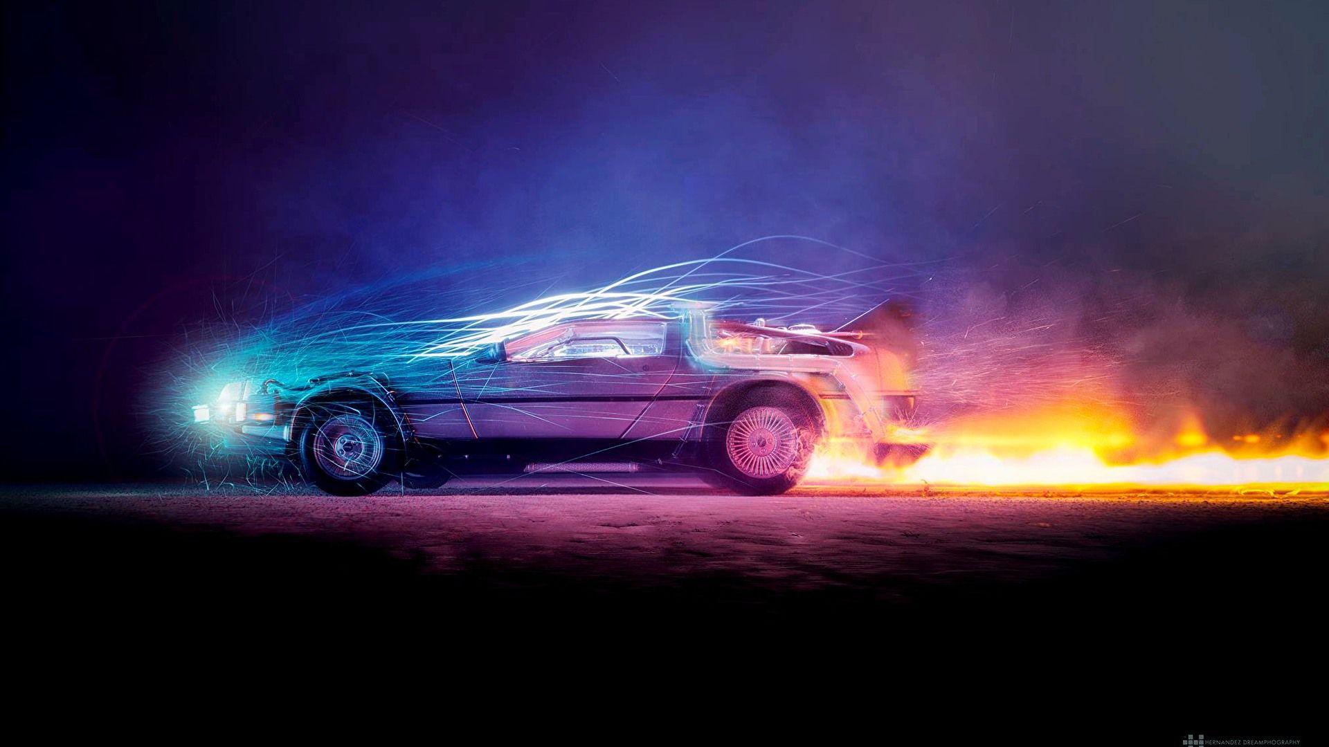 Wallpaper ID 144911  Time Machine digital art Back to the Future  DeLorean car vehicle blue free download