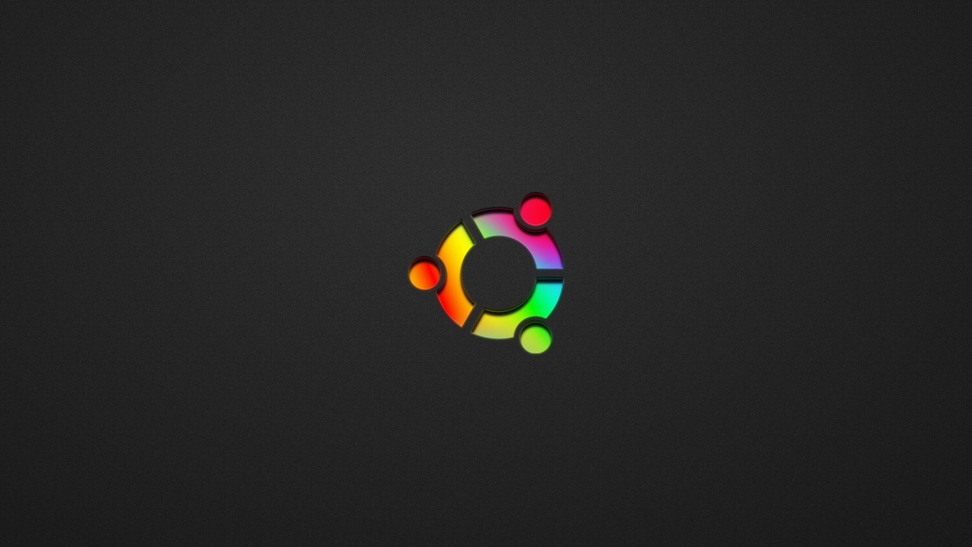 Download Wallpaper 1920x1080 ubuntu, black, rainbow, symbol Full HD