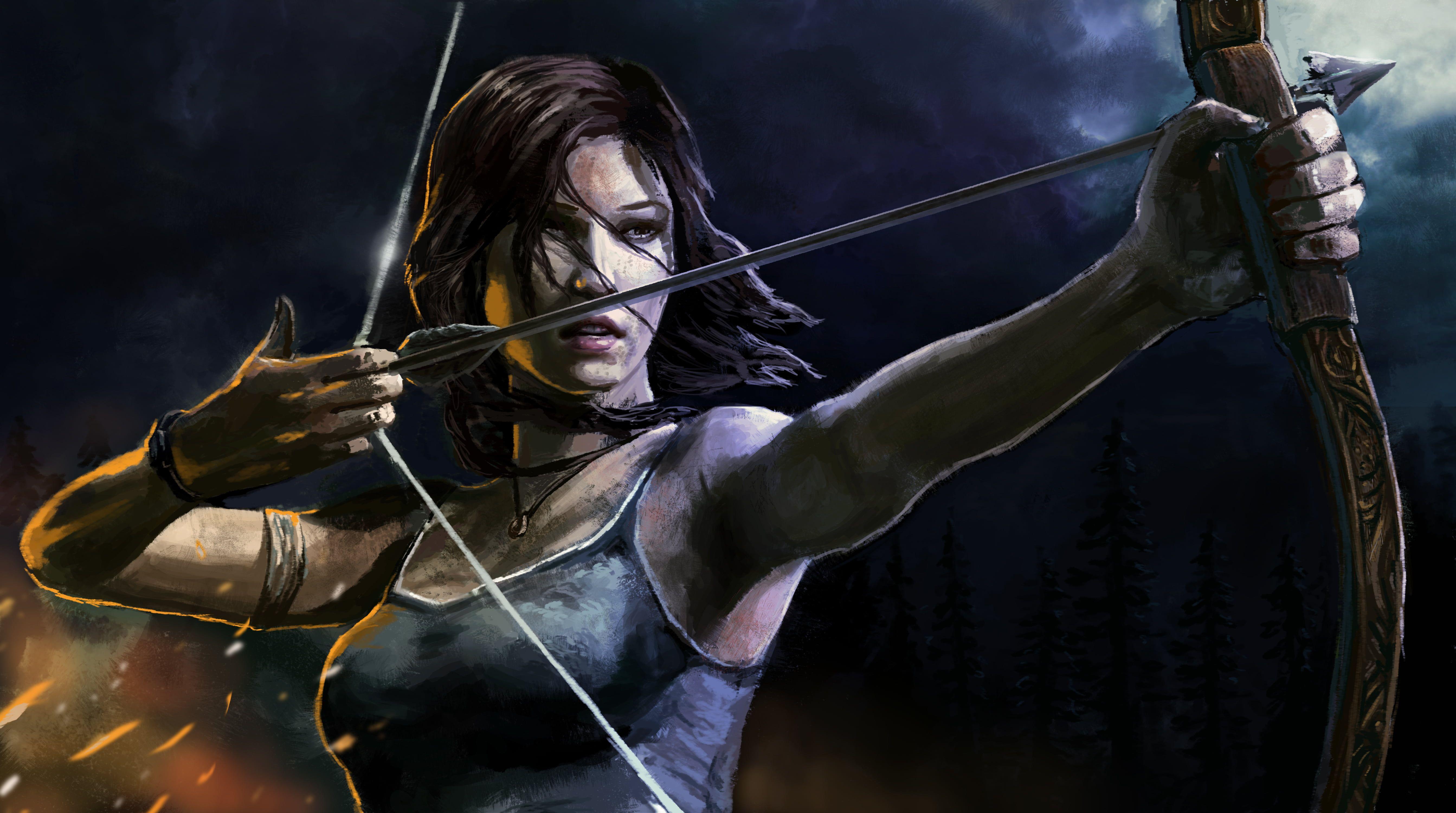 Lara Croft painting HD wallpaper