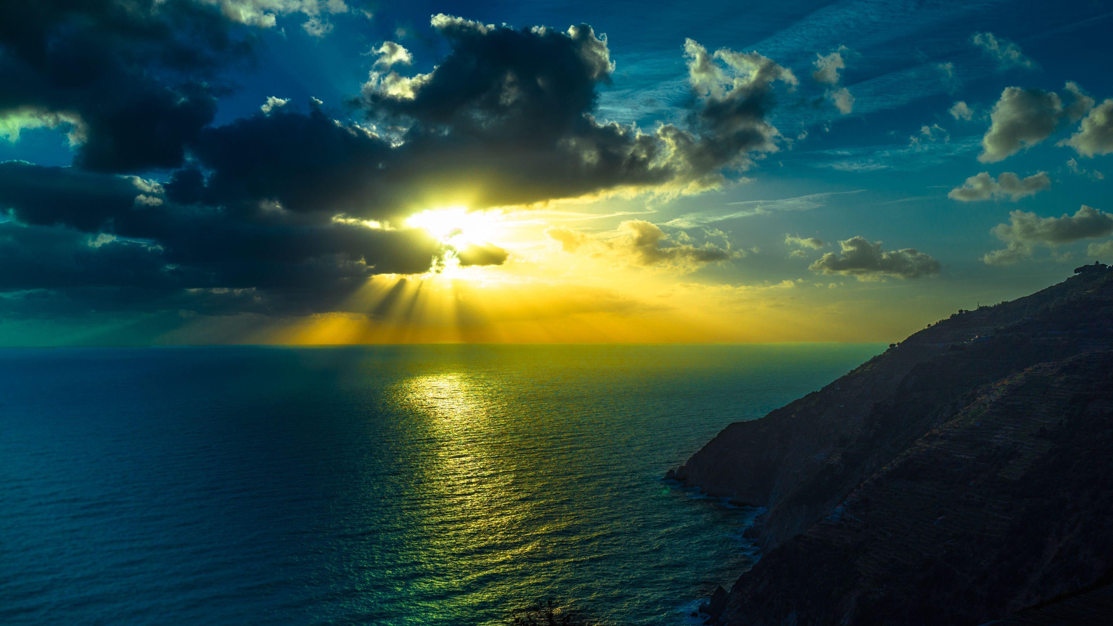HD Wallpaper 3840x2160 Mountains Sea Ocean Clouds Night 4K Ultra HD HD. Nature, Beautiful Nature, Sunrise
