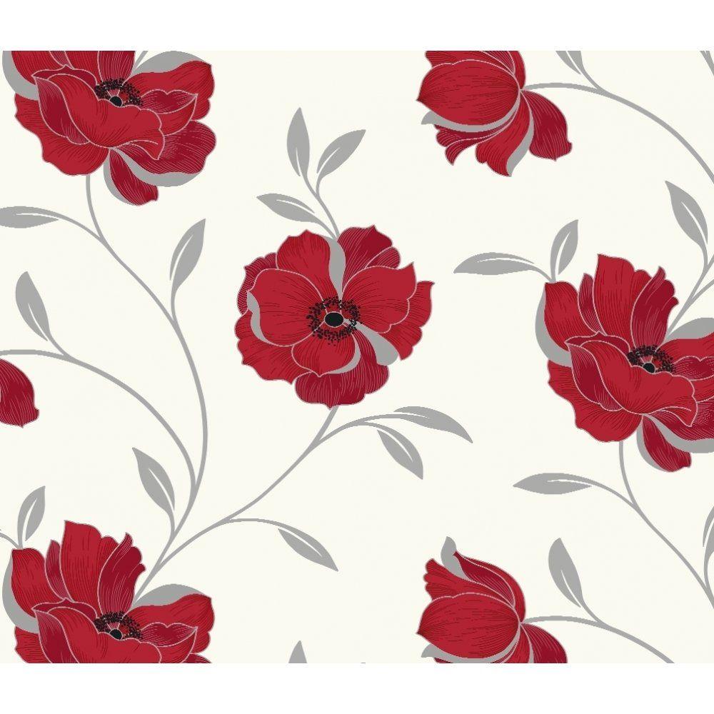 Arthouse Wallpaper Sophia Motif Floral Red and White Wallpaper
