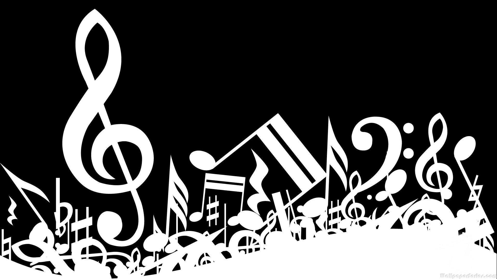 HD Black and White Treble Clef Musical Notes Wallpaper. Download