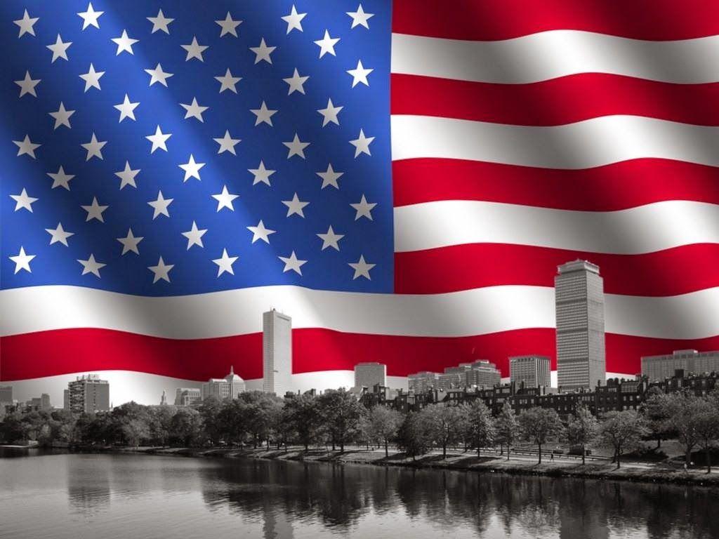 USA American Flag with New York Desktop Background Image