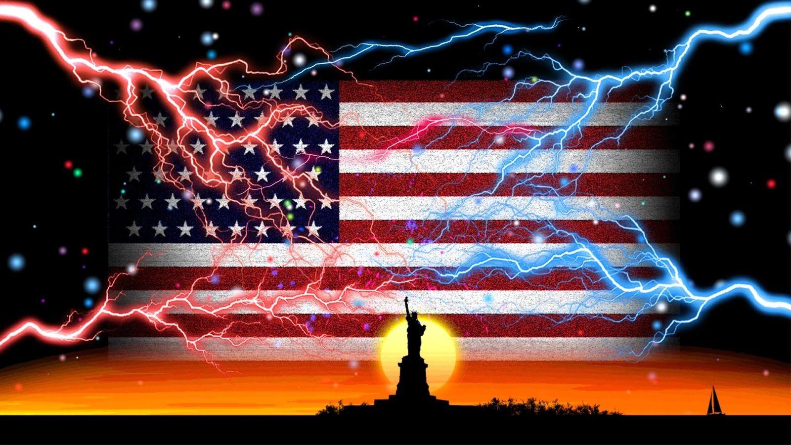 Live Wallpaper USA Flag- screenshot. ReD wHiTe & bLuE