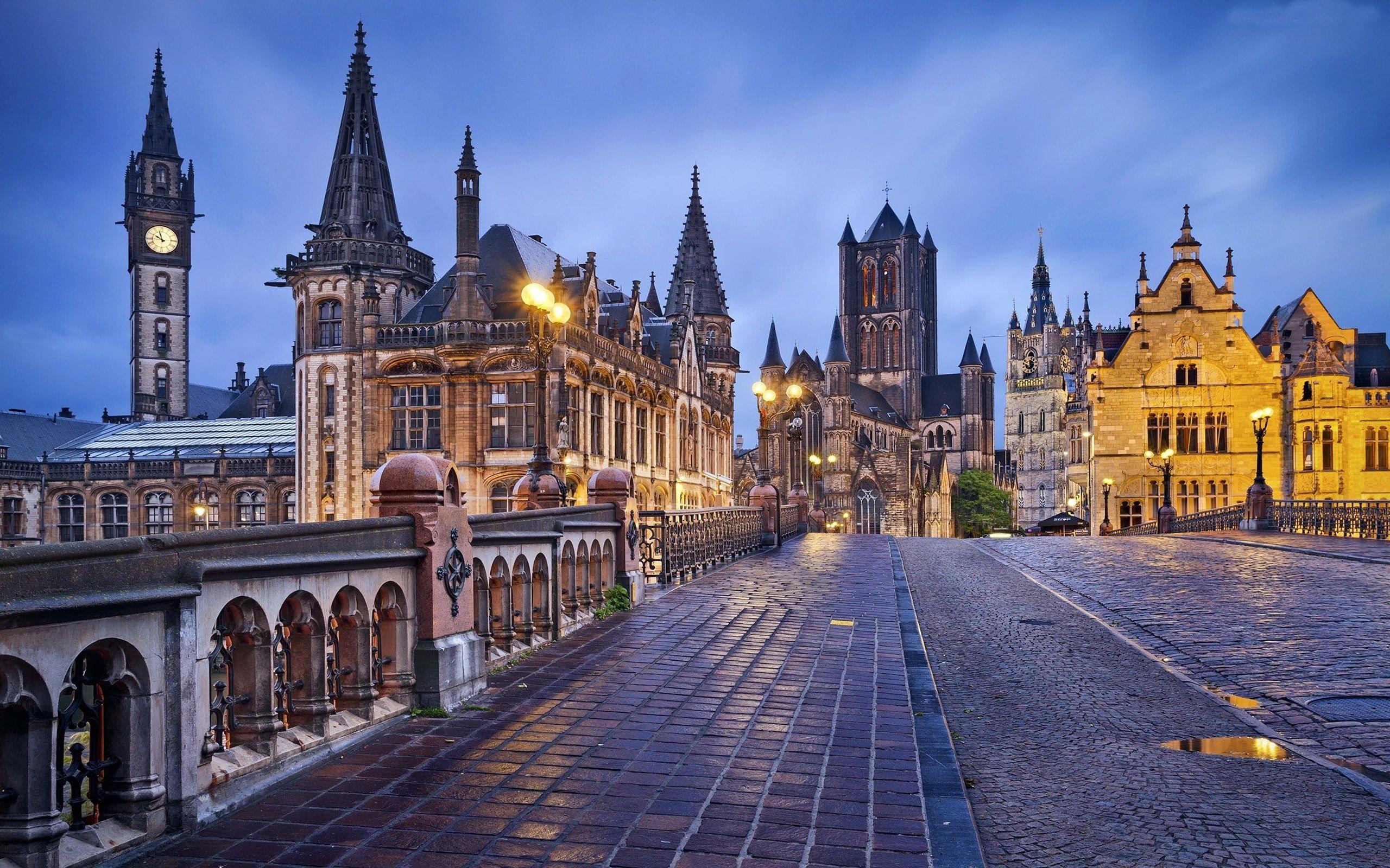 Ghent Belgium City' Gothic Style Of Architecture Desktop Wallpaper