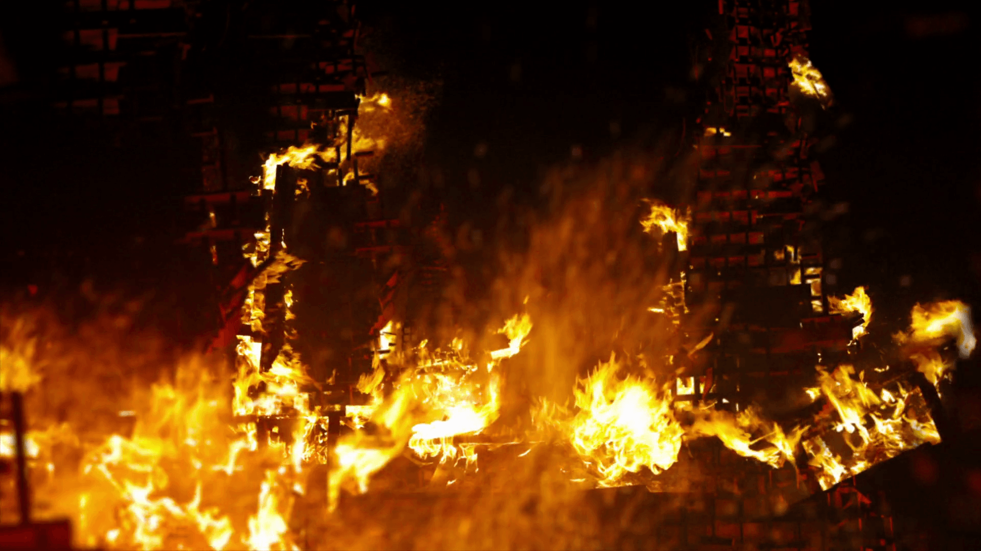 Apocalypse. Ruins of a burning city, armageddon. Stock Video Footage