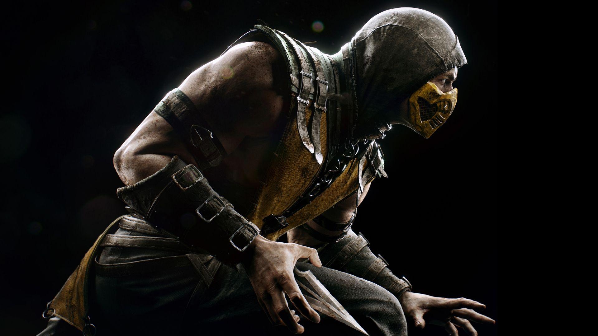 Download Wallpaper 1920x1080 mortal kombat x, scorpio, ninja, mask