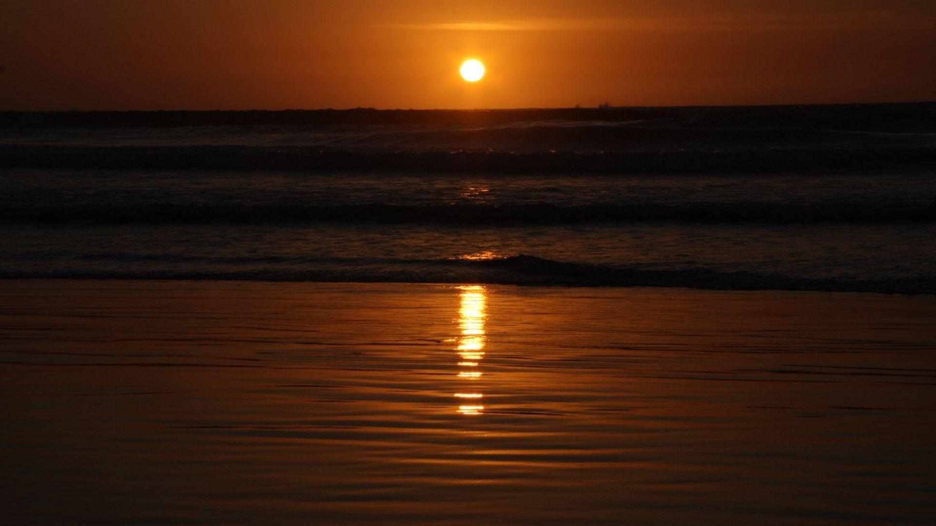 Sunset: Sunset Beach Ocean Sky Stunning Red Beautiful Reflection