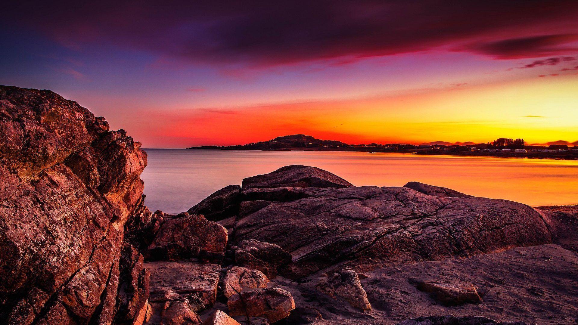 Sunrise Sunset: Sky Sunset Rocks Beaches Ocean Stones Best Nature