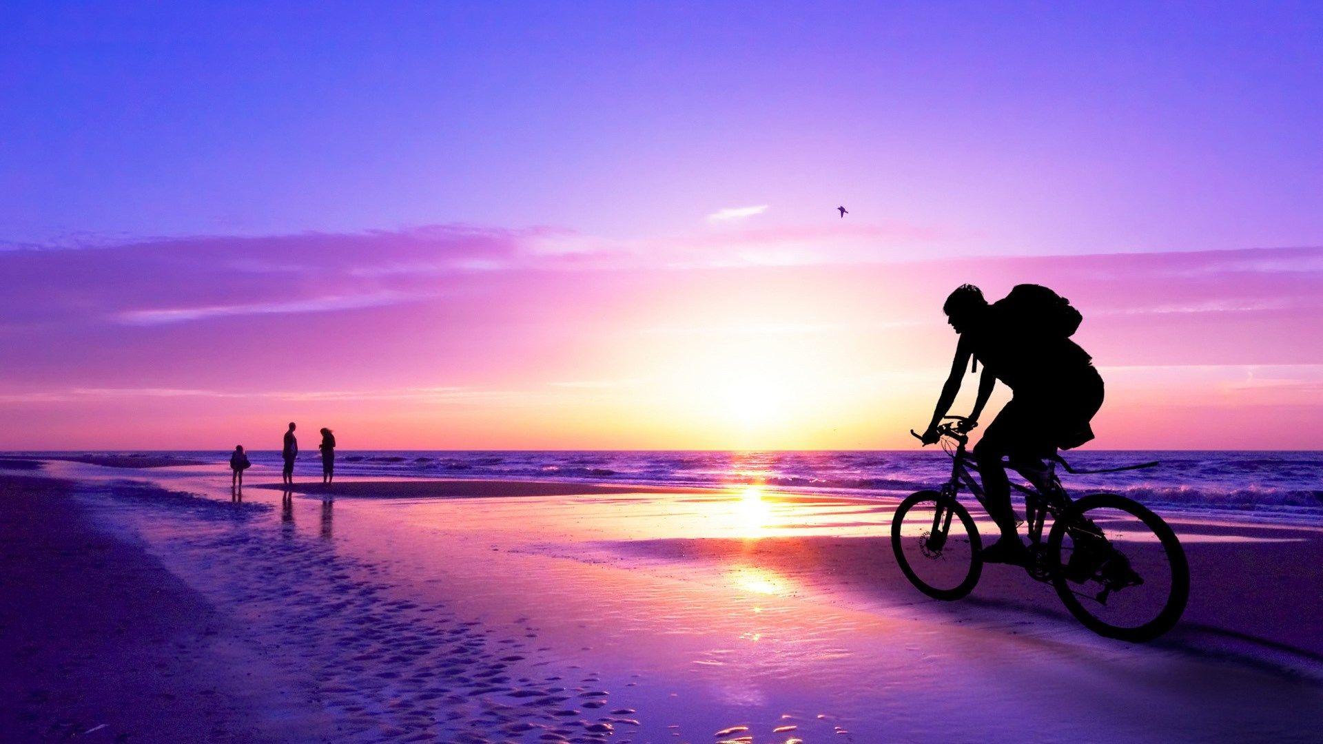 Purple Beach Sunset Wallpaper Free HD. I HD Image