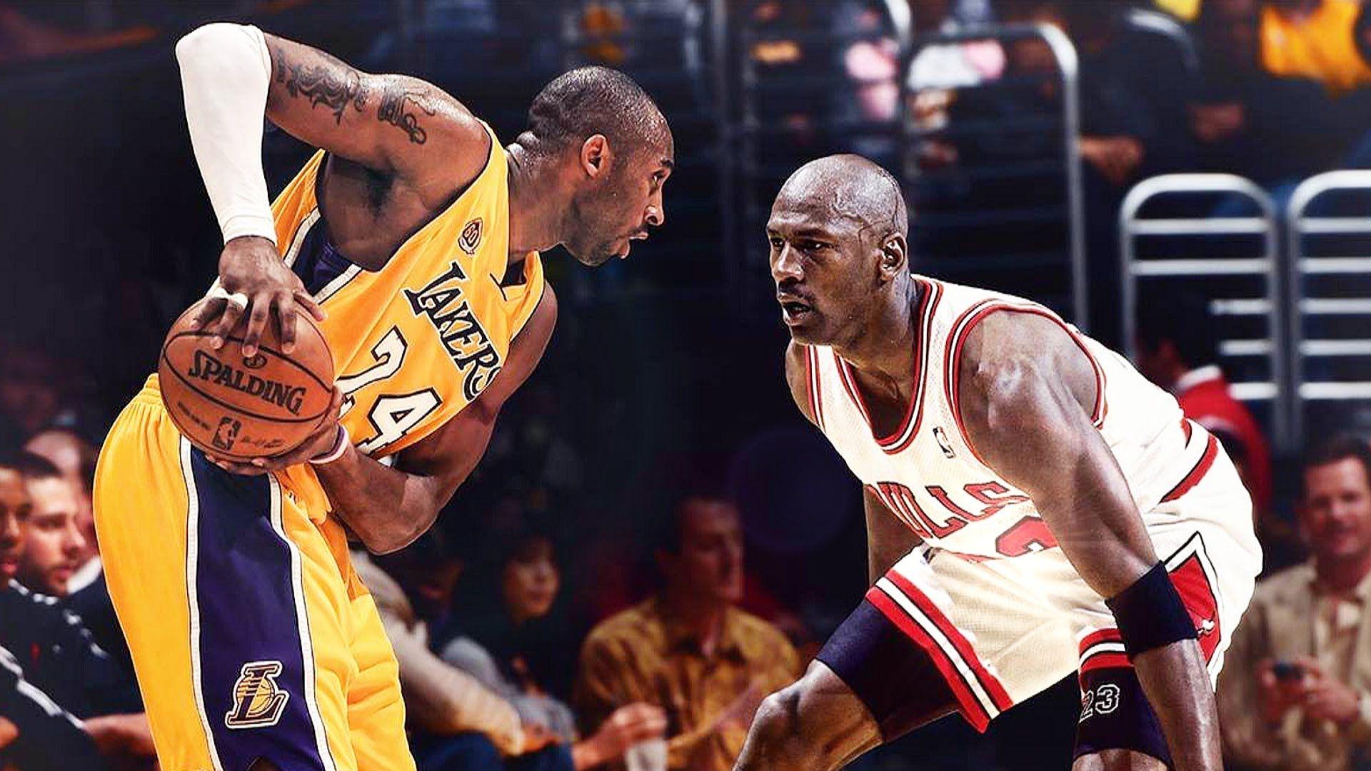 Download Basketball Stars Kobe Bryant And Michael Jordan Fun Photograph  Wallpaper  Wallpaperscom