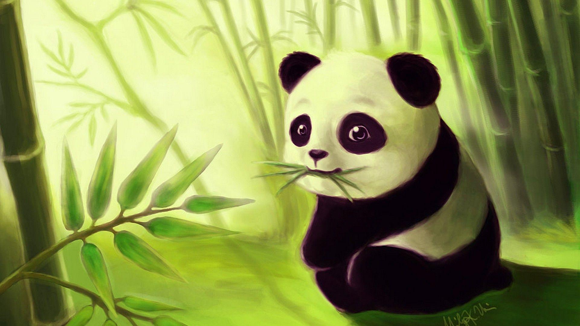 Cute Cartoon Panda Wallpaper