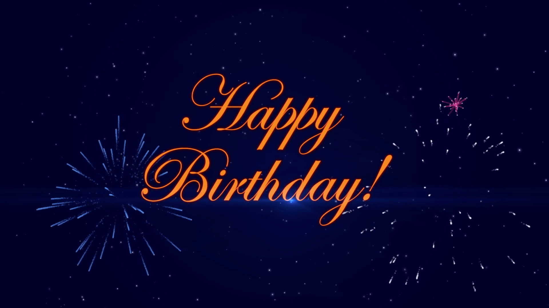 Footage Happy Birthday with a fireworks on the dark blue background