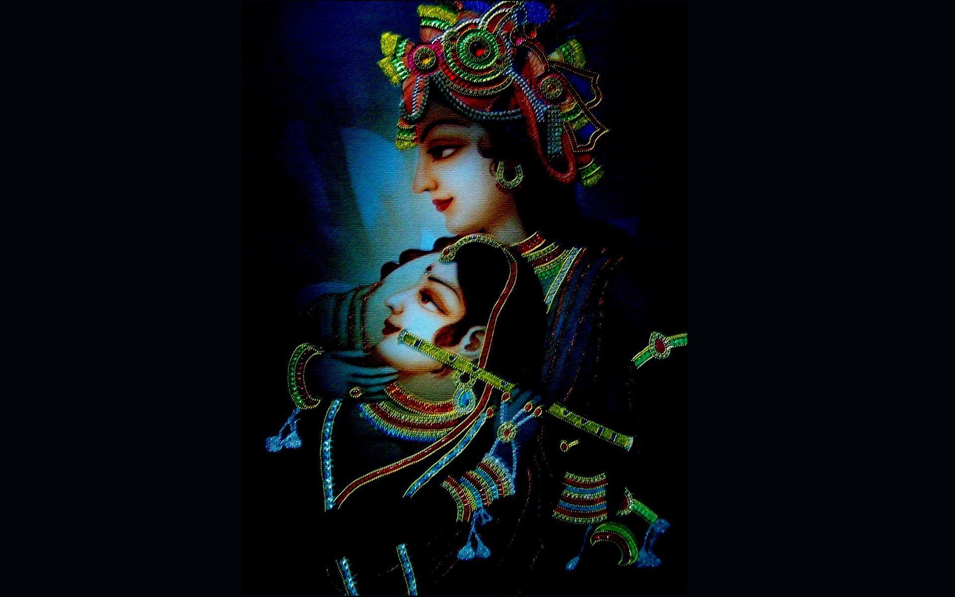 Radha Krishna, Ornaments, Dark Wallpaper HD Wallpaper