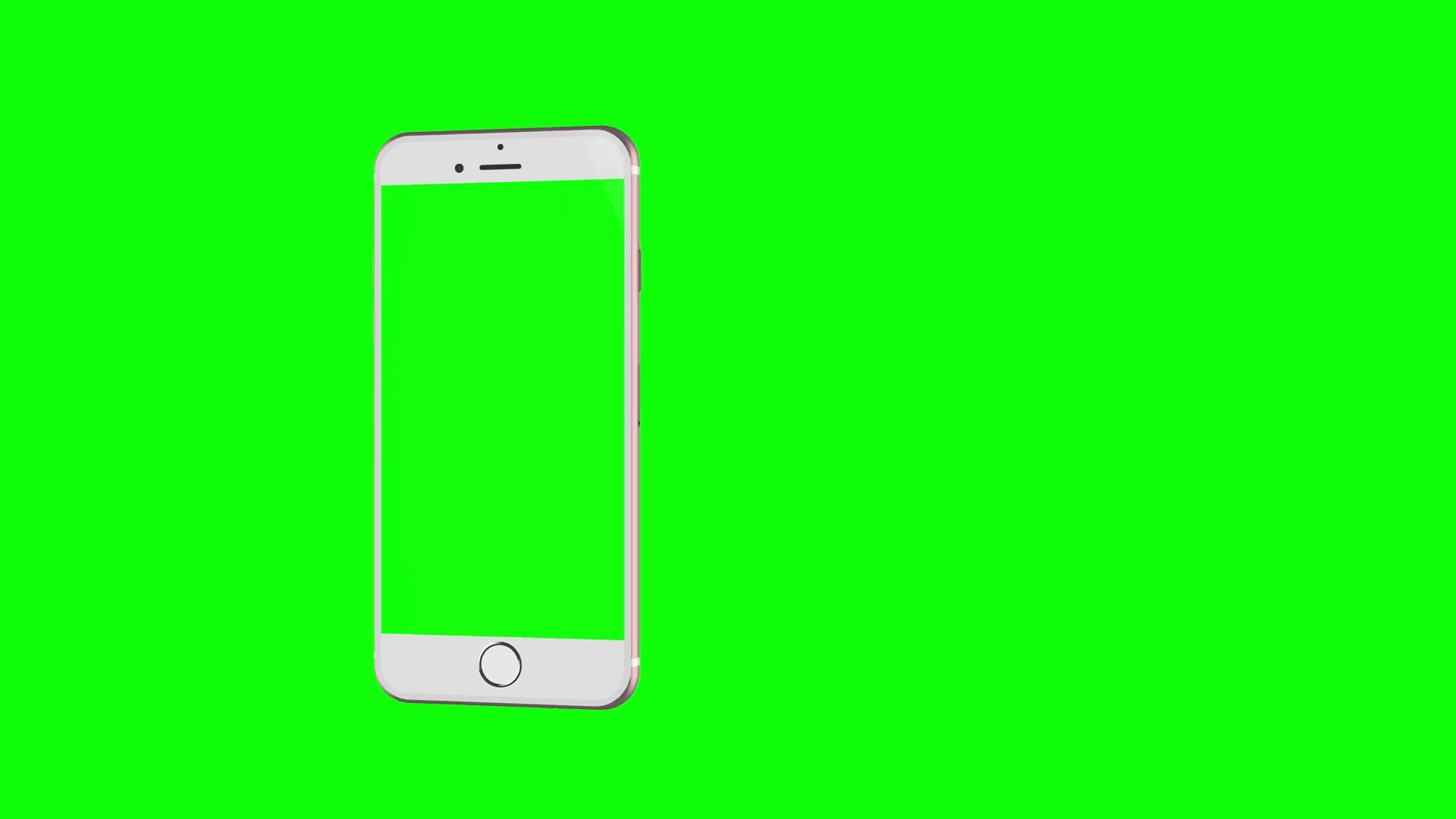 Rose Gold cell phone rotating, with green screen background