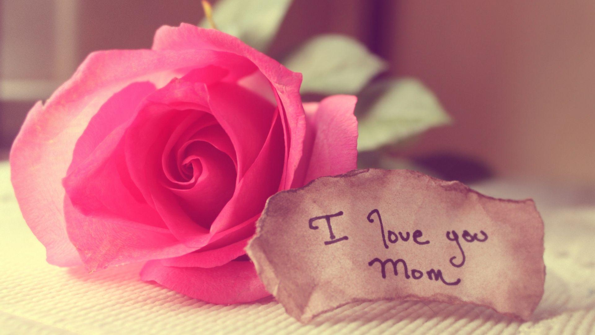 Download Wallpaper 1920x1080 message, love, mom, rose Full HD 1080p