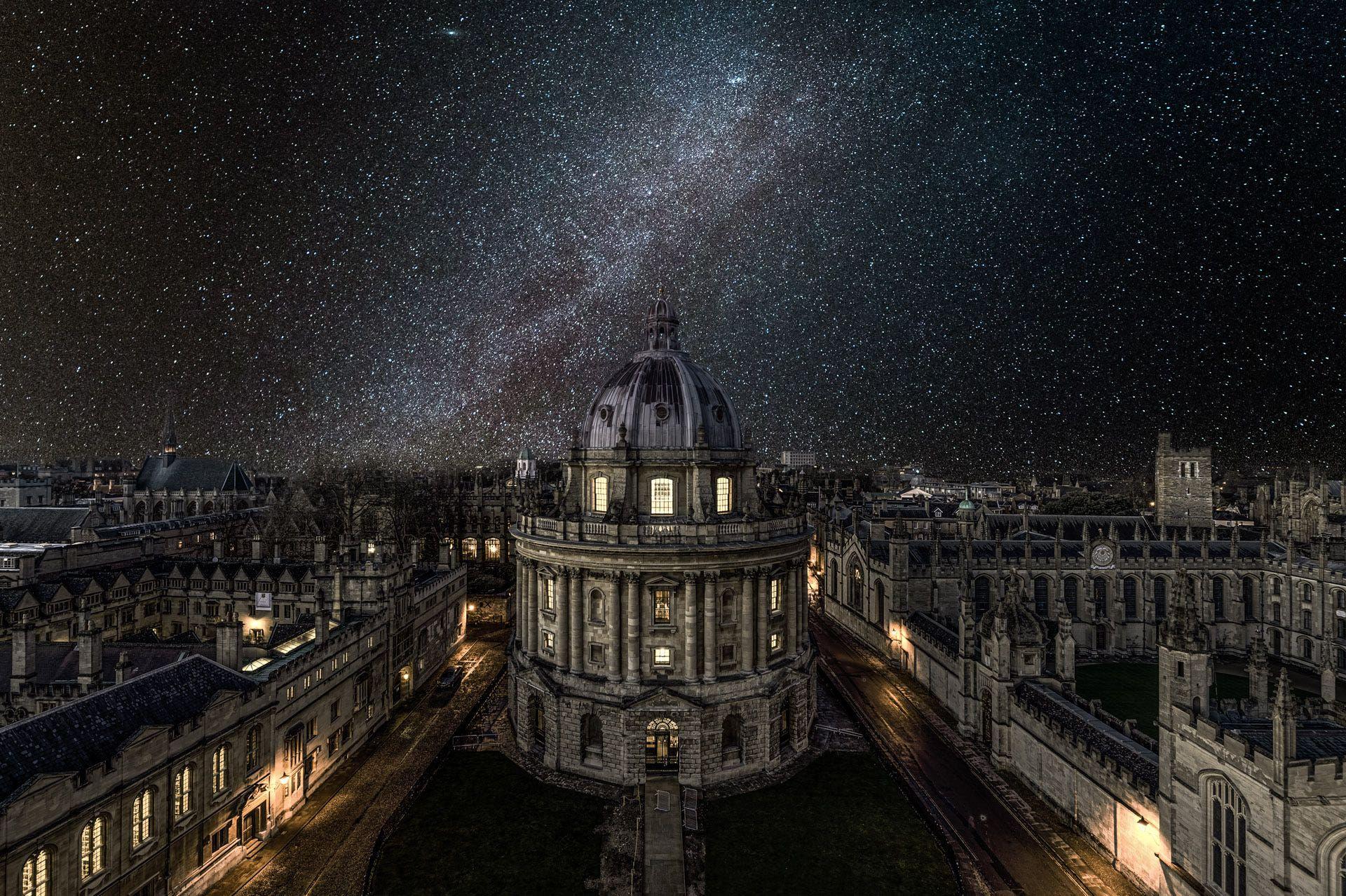 Oxford University under the winter Milky Way