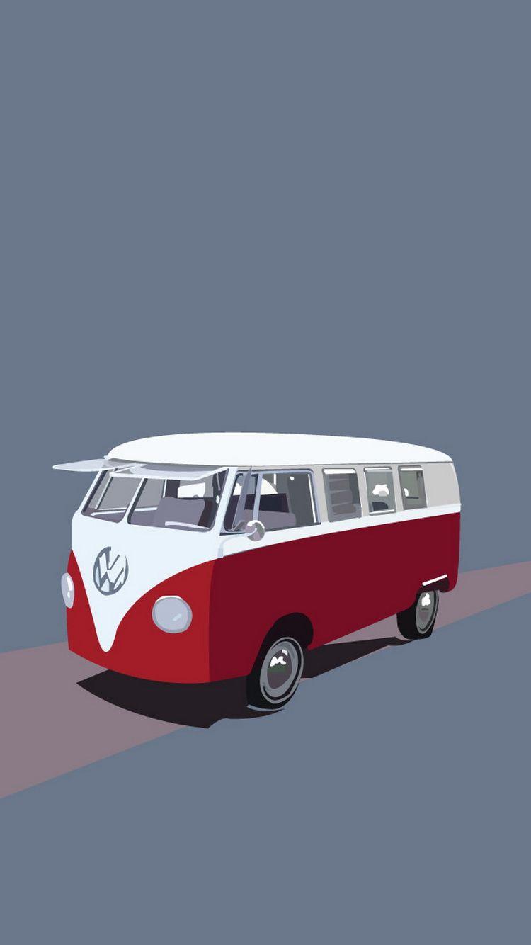 Volkswagen Type 2 Hippie Van Illustration iPhone 6 Wallpaper