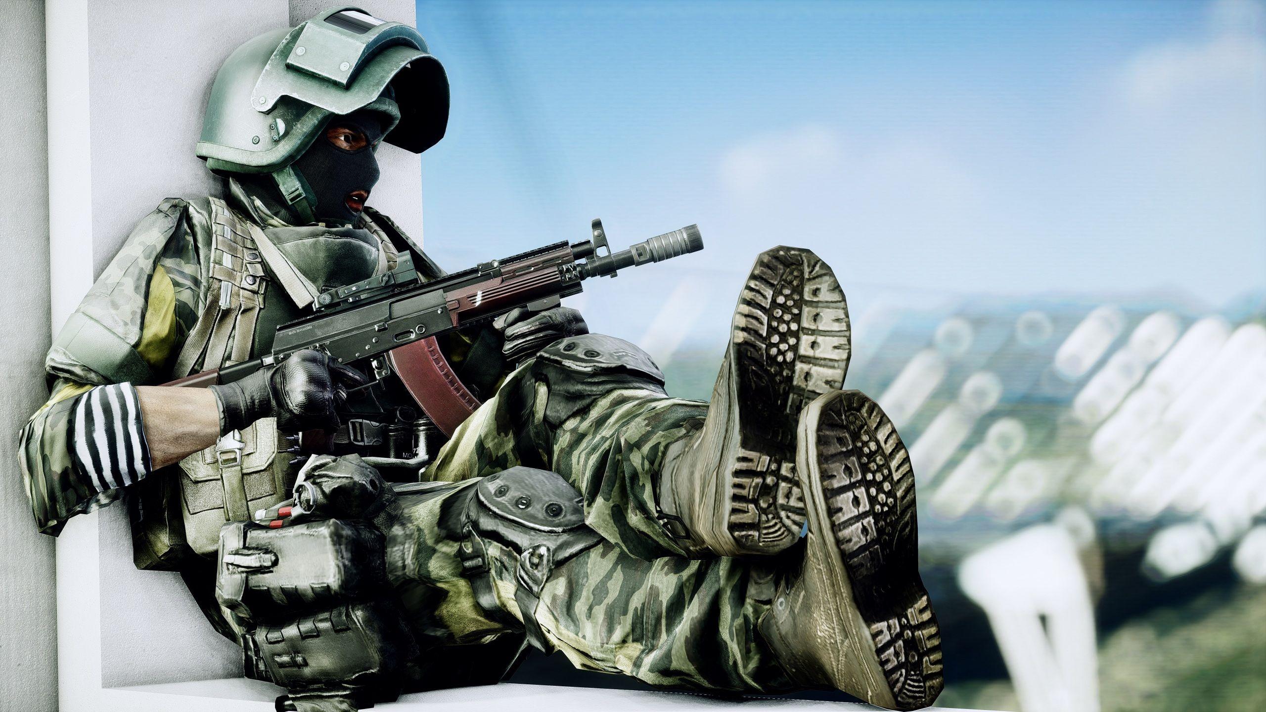 Picture Battlefield 4 Soldiers Assault rifle Russian 2560x1440
