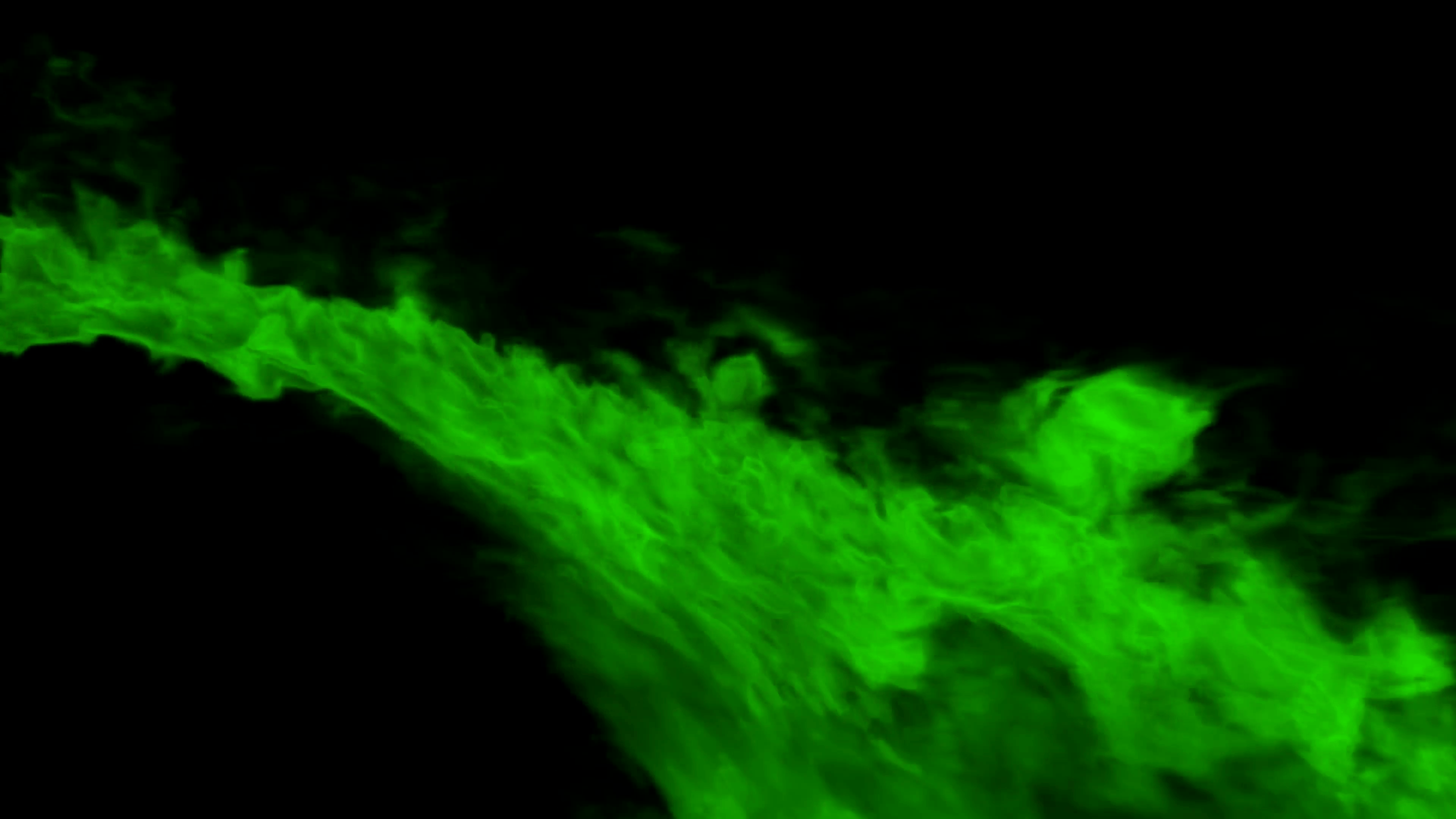 Animated stream, jet of green toxic smoke or gas spreading against