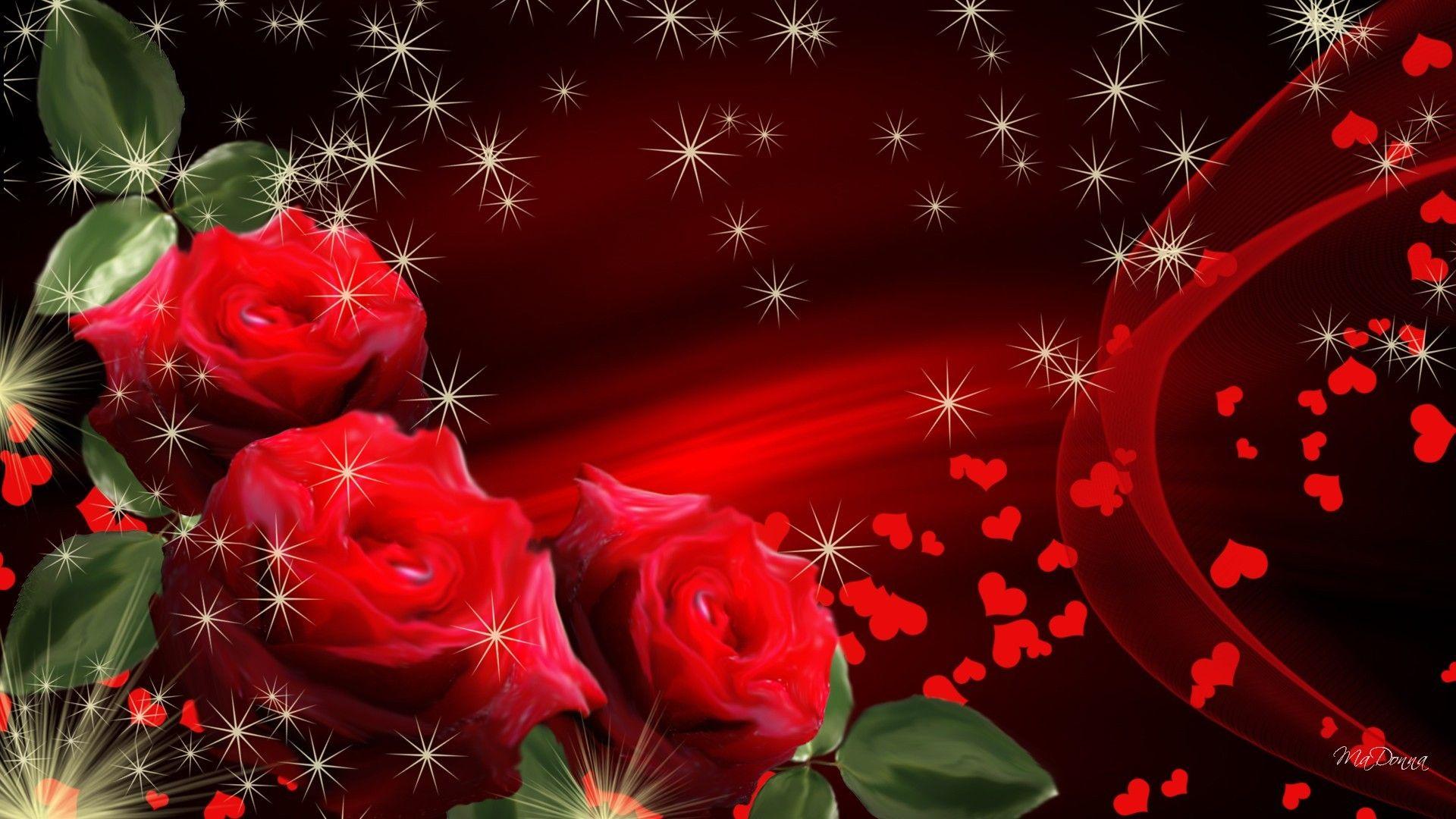 Flowers: Stars Day Roses Swirls Valentines Silk Ache Hearts Red