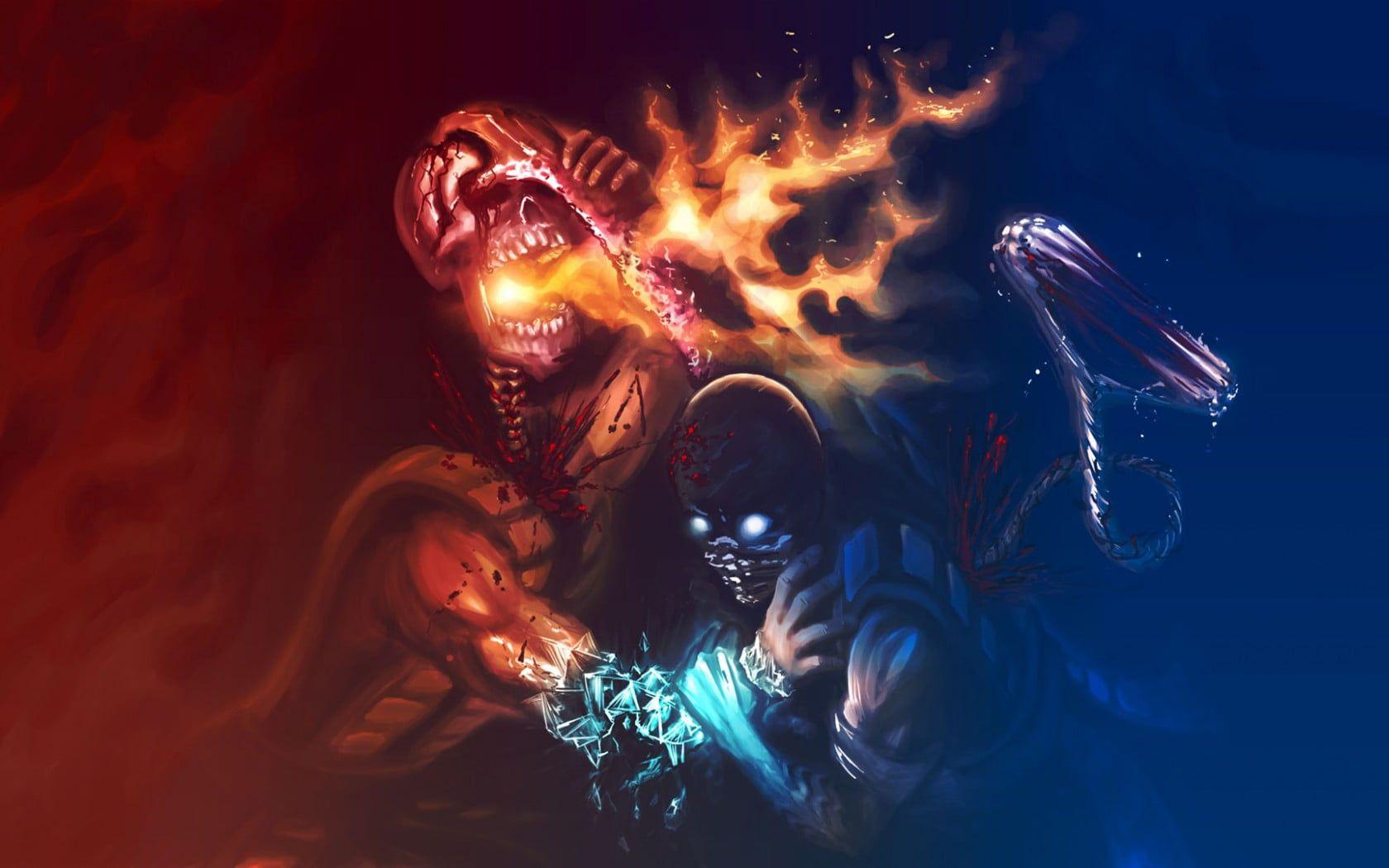 Illustration Of Sub Zero And Scorpion From Mortal Kombat HD