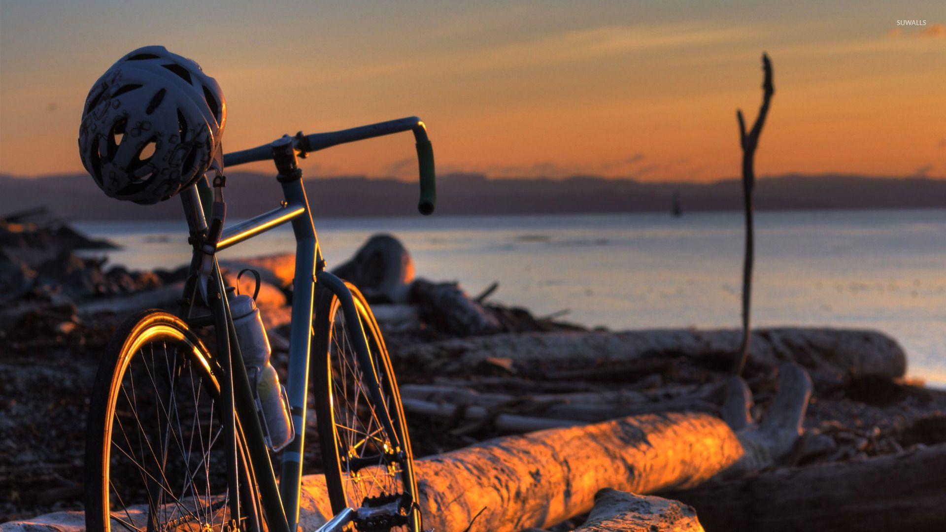 Bicycle in the sunset wallpaper wallpaper