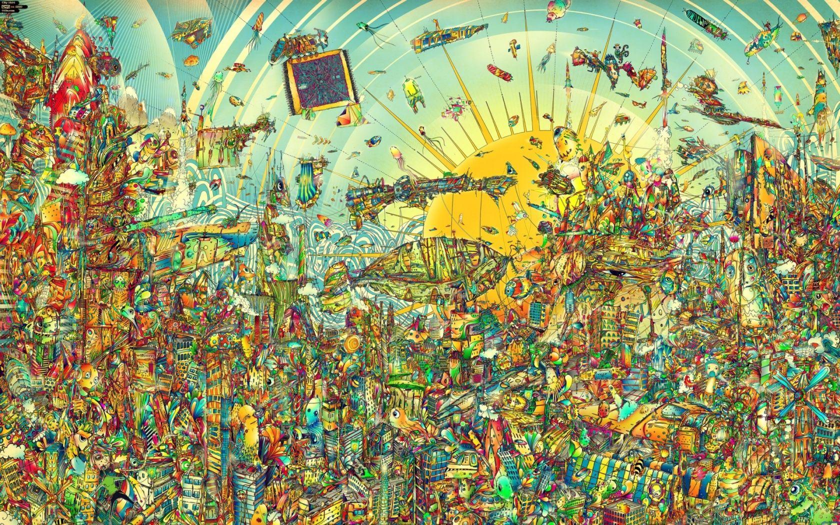 Psychedelic City desktop PC and Mac wallpaper