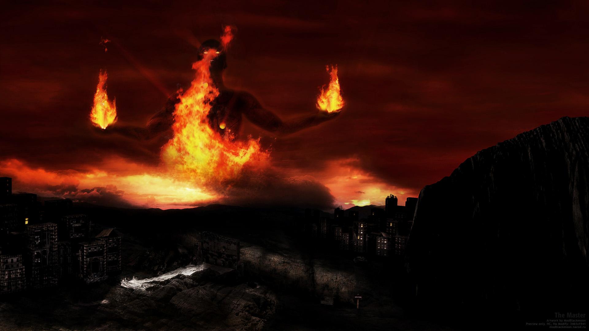 Dark Horror Occult Fantasy Demon Evil Fire Wallpaper Background