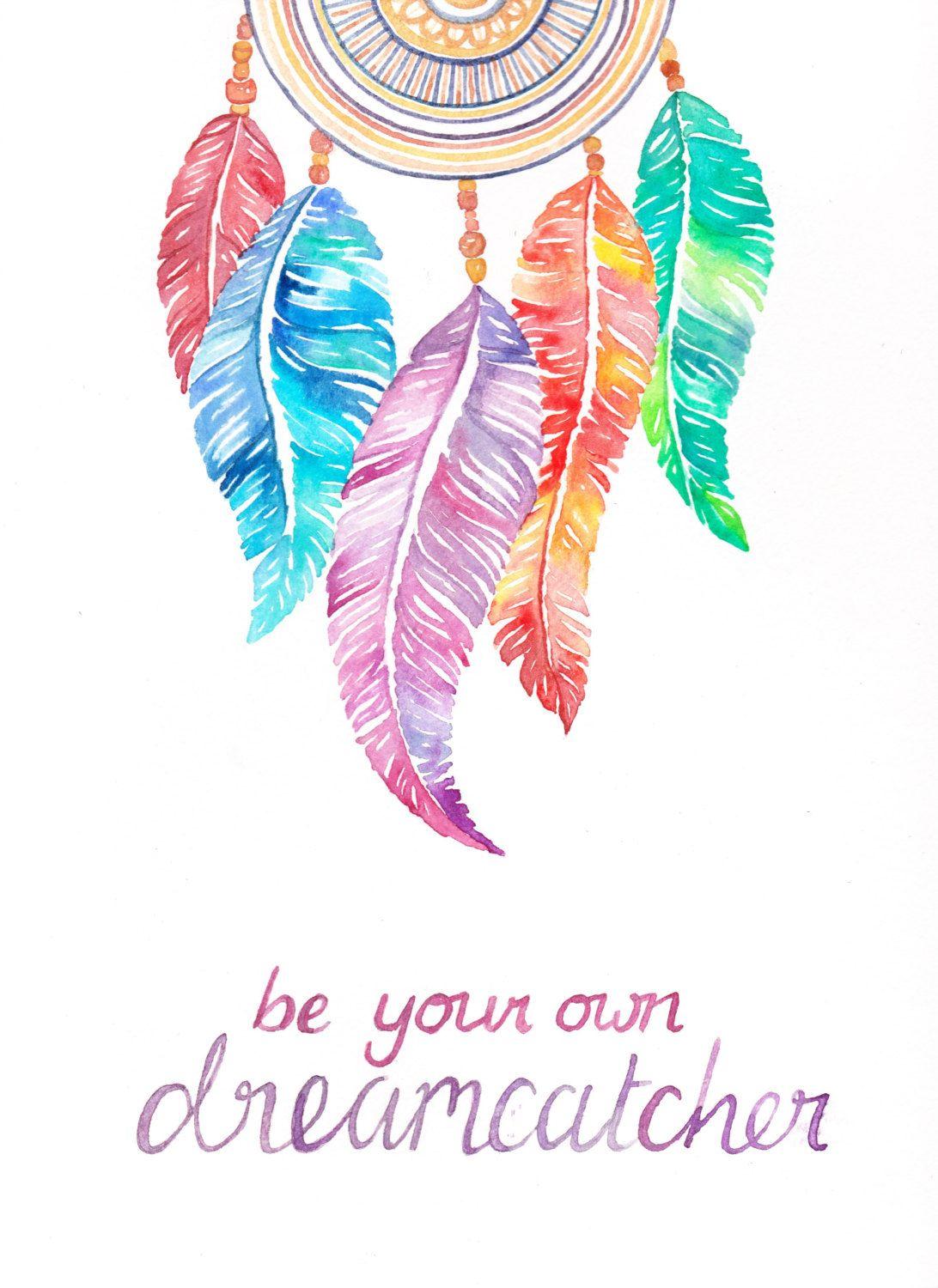 Be Your Own Dreamcatcher Watercolour Motivational // Dreamcatcher