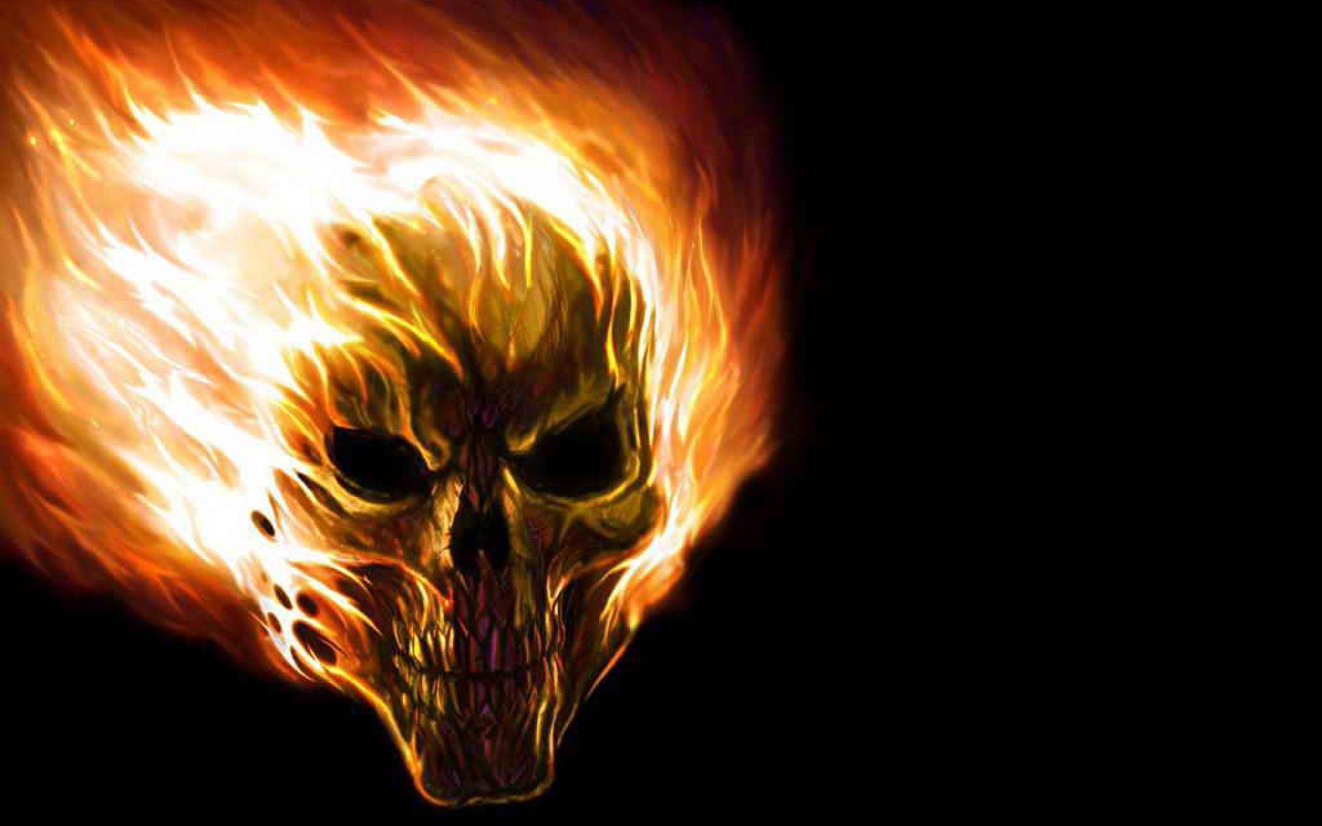 Mythical Flaming Skull. Fantasy Desktop HD Wallpaper