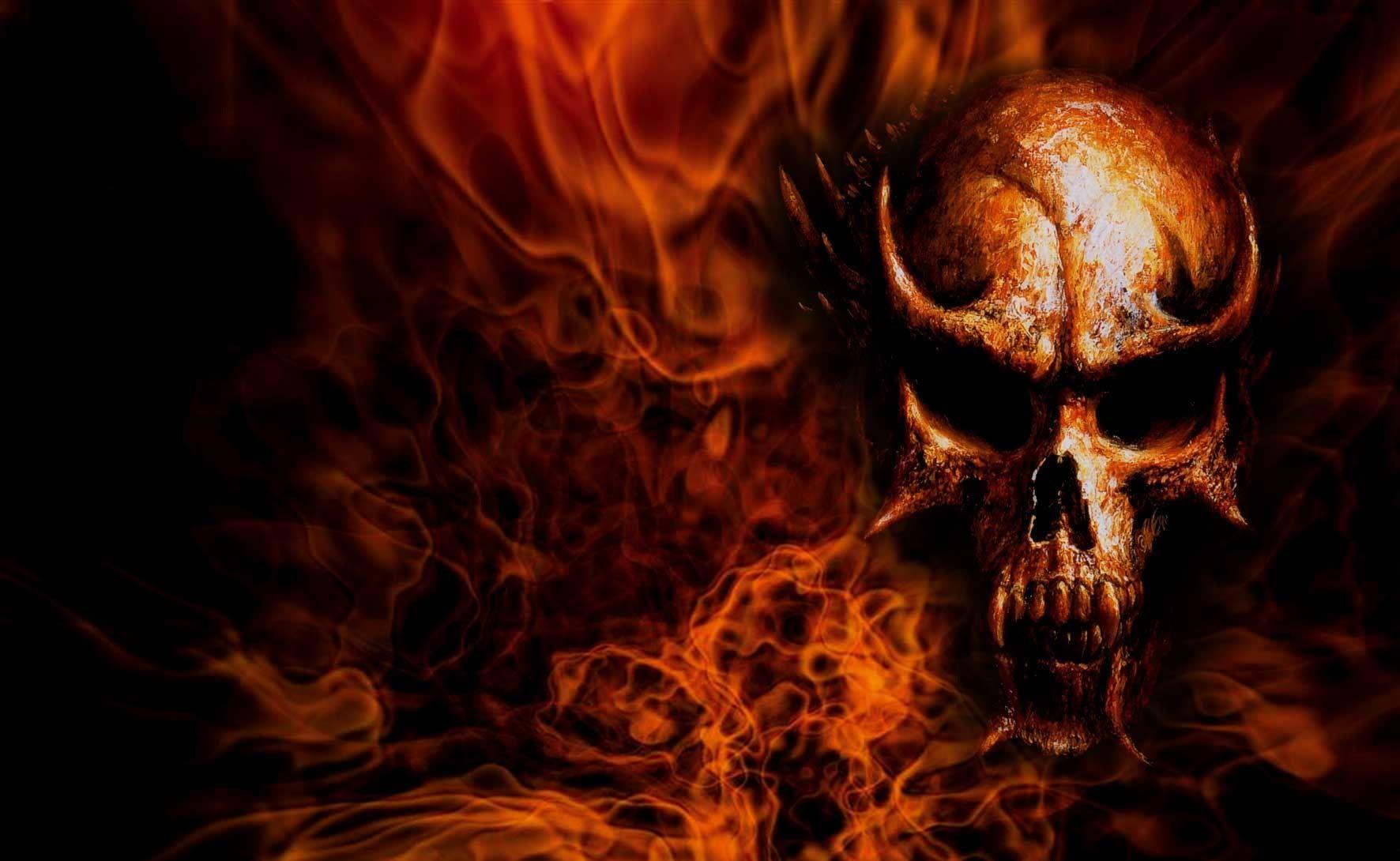 Flaming skull background