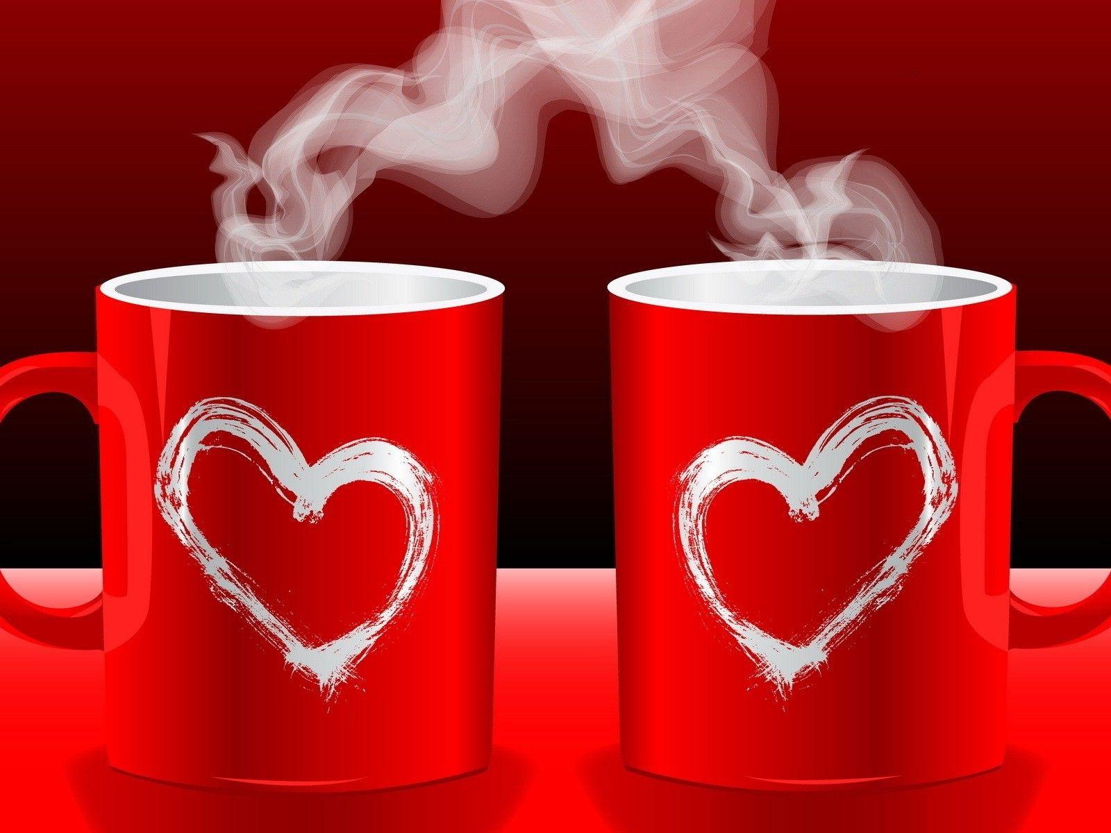 Beautiful Love Heart Red Tea Coffee Cup Wallpaper Background. HD
