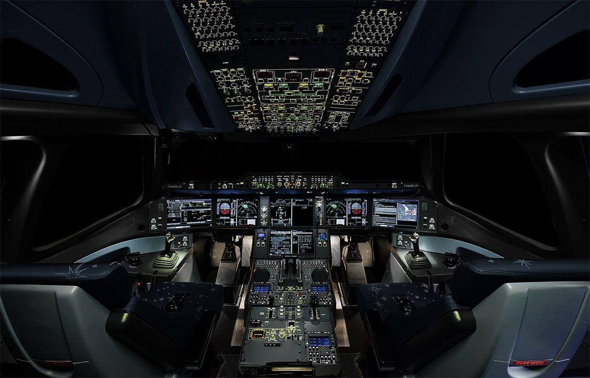 Airbus A350 XWB Cockpit Layout in The Night Aircraft Wallpaper 3778