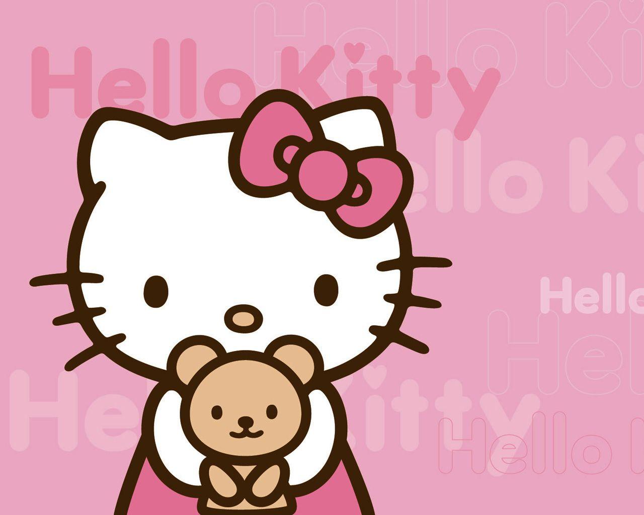 Hello Kitty pink background 1280×1024
