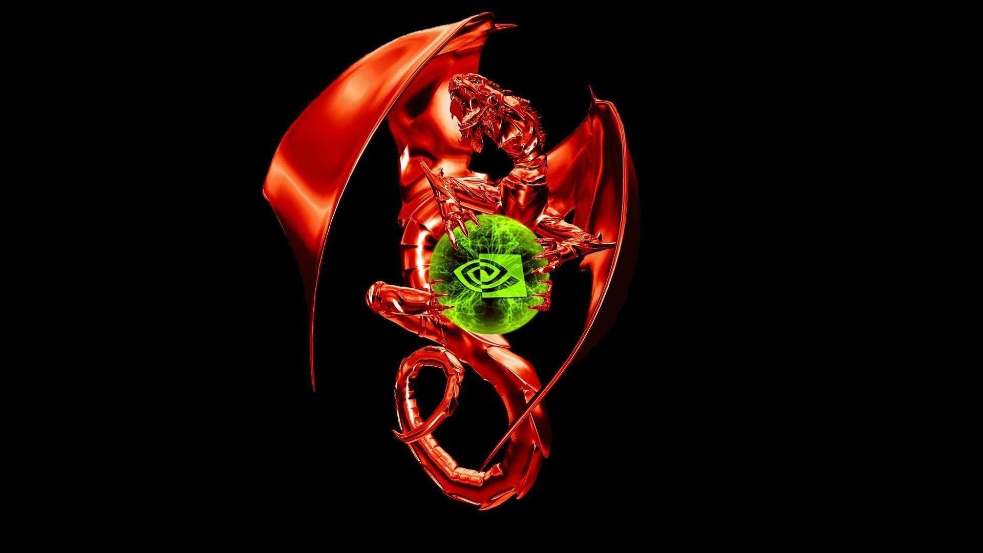 Dragon Holding nVidia Logo Desktop Wallpaper
