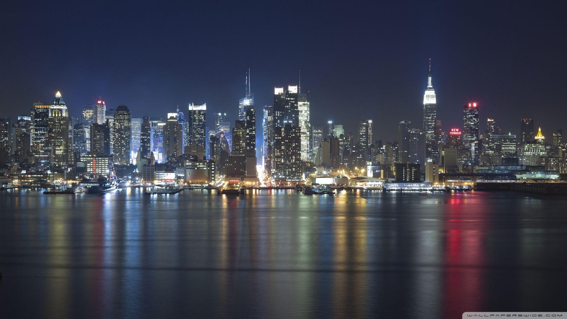 Manhattan Panorama At Night ❤ 4K HD Desktop Wallpaper for 4K Ultra