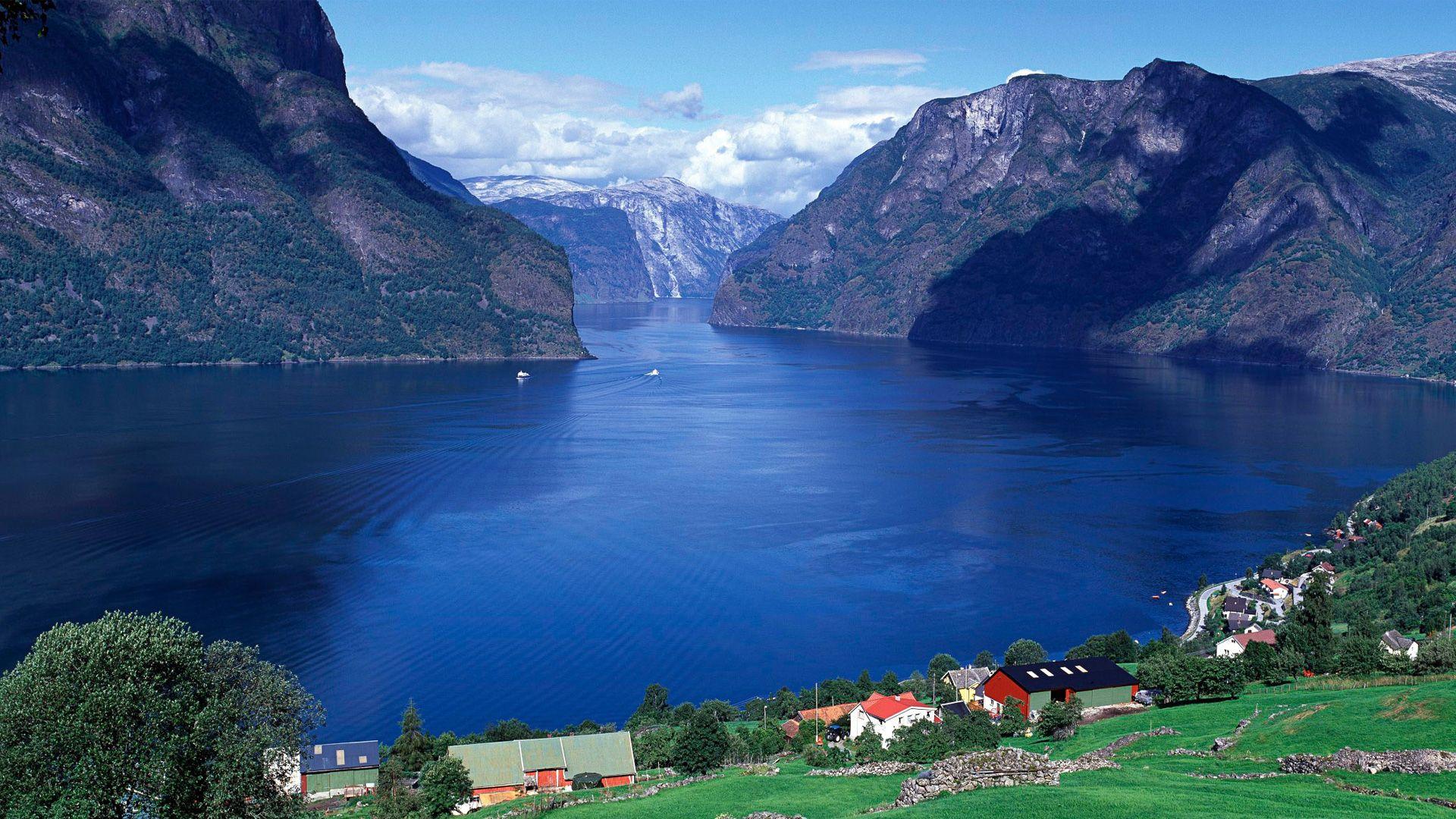 Aurlandsfjord Norway Panorama Wallpaper