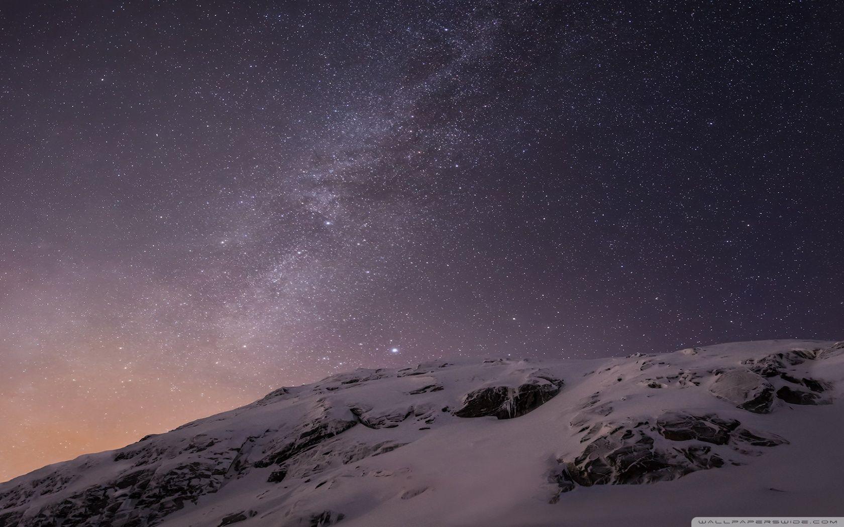 Download Apple iOS Mountains and Galaxy HD Wallpaper