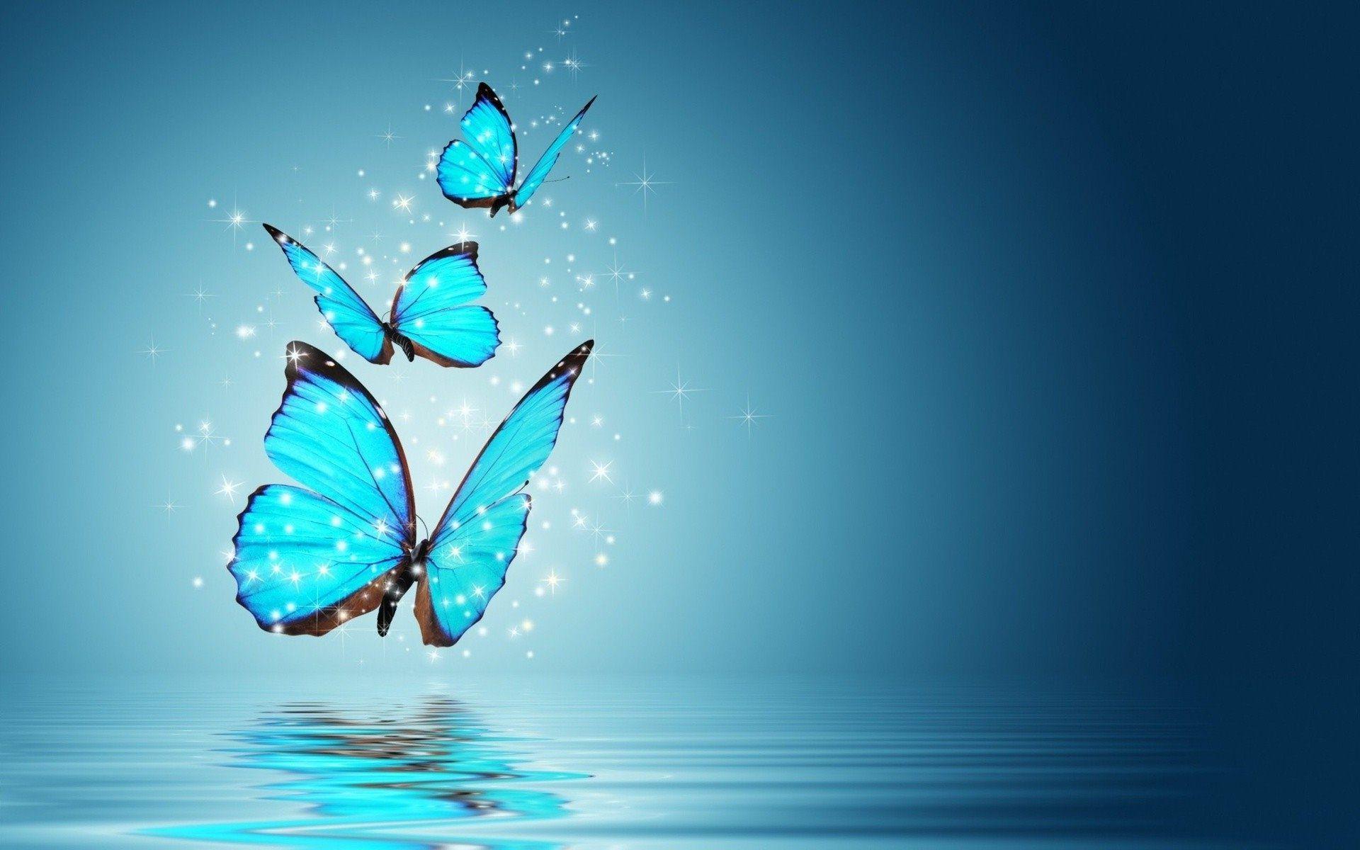 Sky Blue Abstract Butterfly Wallpaper