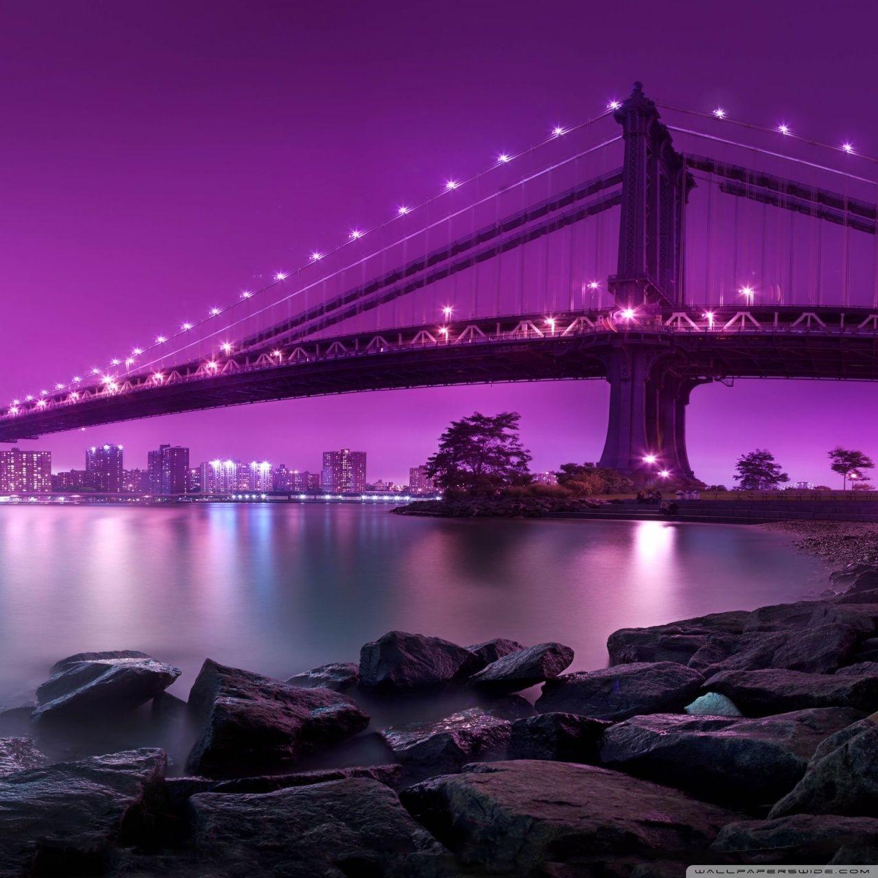 Bridge, Purple Light ❤ 4K HD Desktop Wallpaper for 4K Ultra HD TV