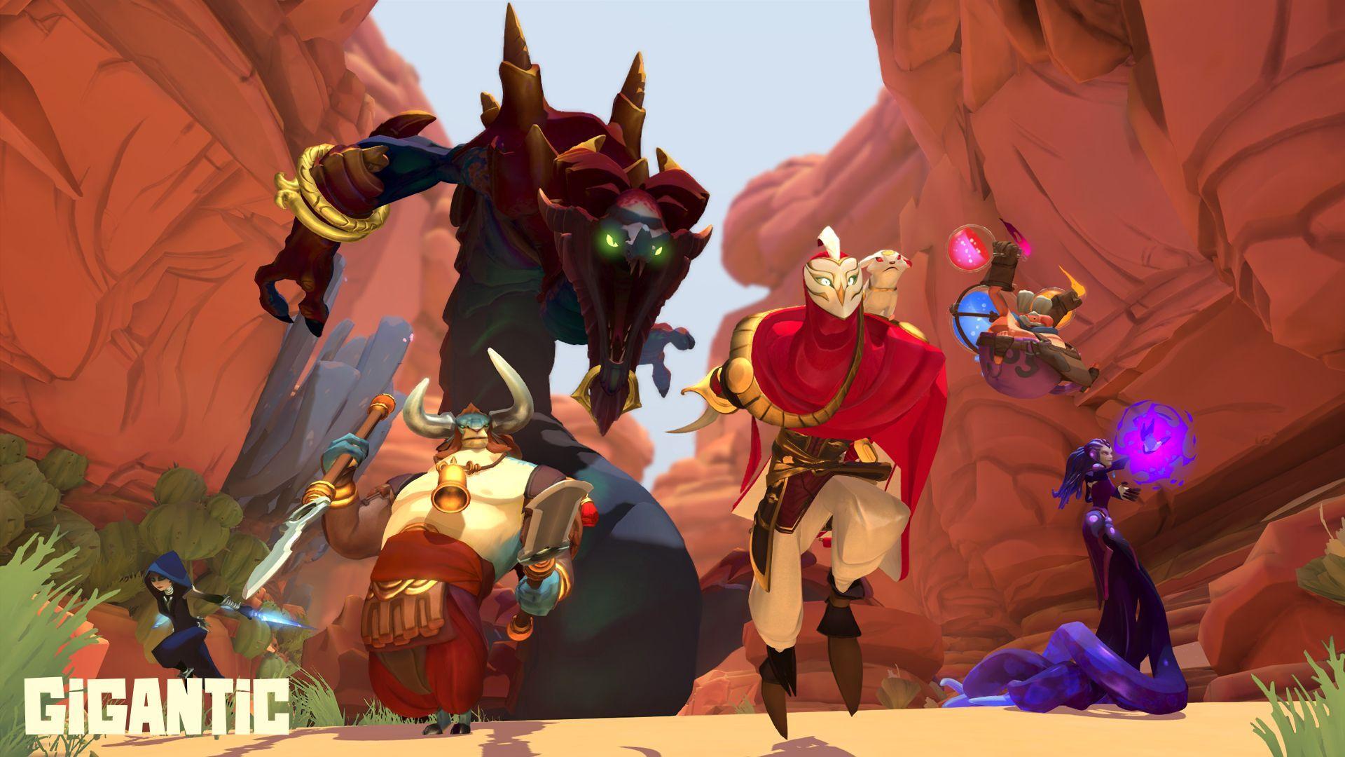 Gigantic's naga guardian slithers down the canyon map, with from