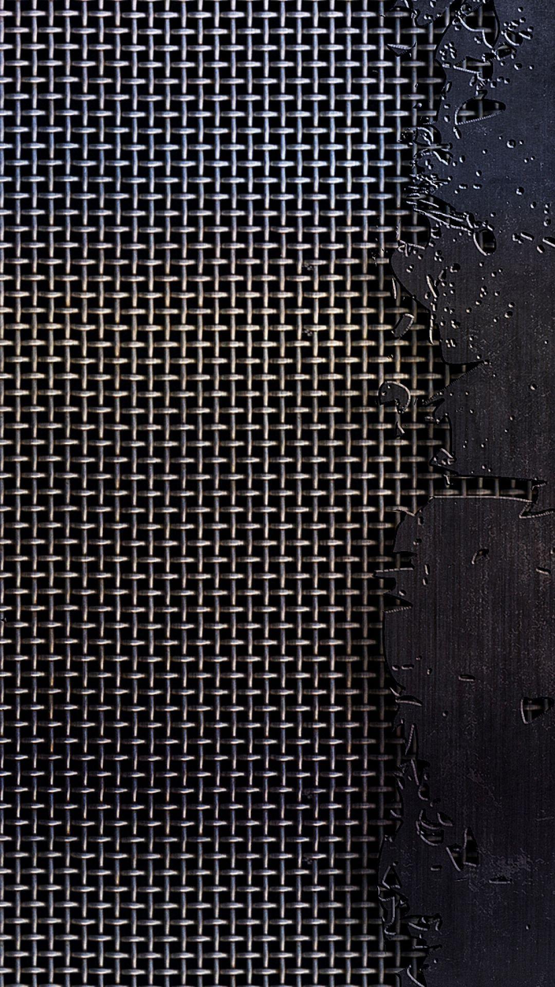 Wallpaper metal, mesh, cracks, scratches, black and white