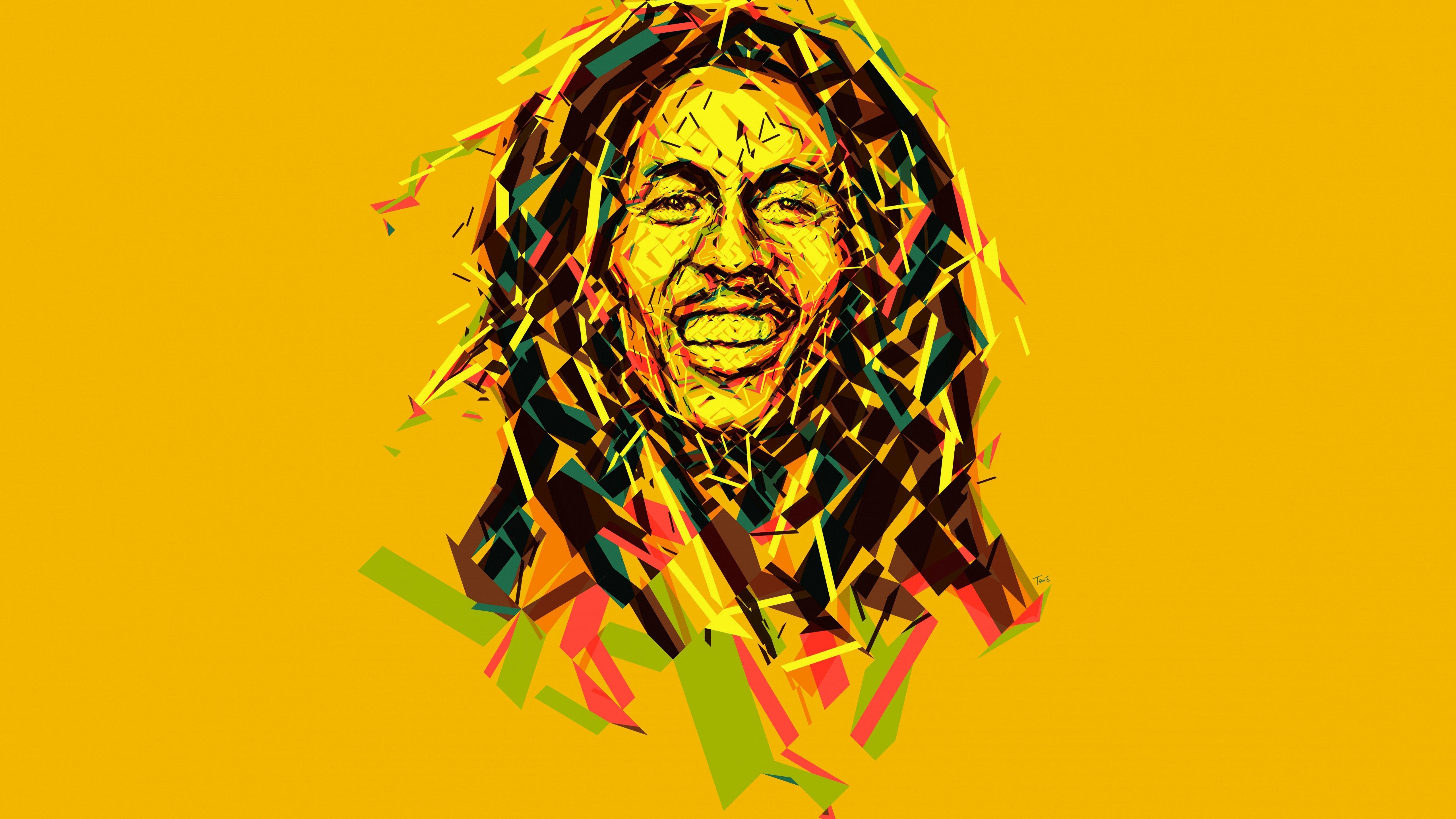 Wallpaper Bob Marley, Low poly, Mosaic art, 4K, 8K, Creative