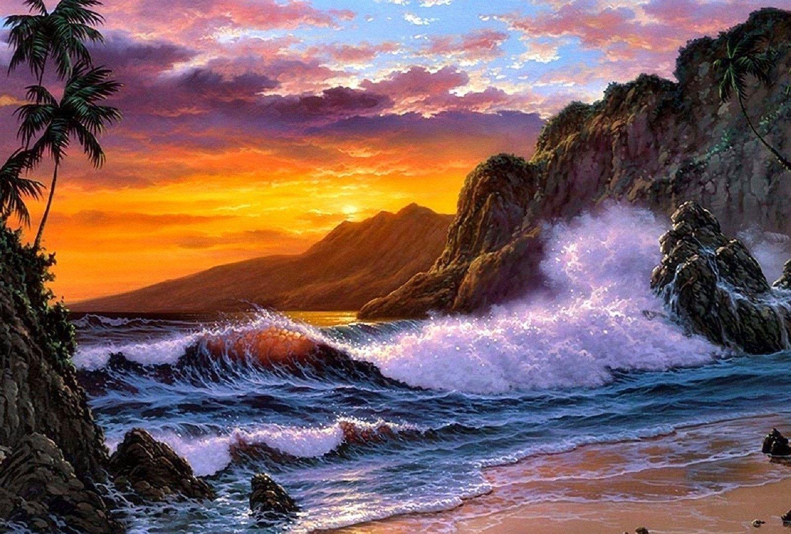 Sunset: Oceans Love Nature Summer Waves Paradise Colors Attractions