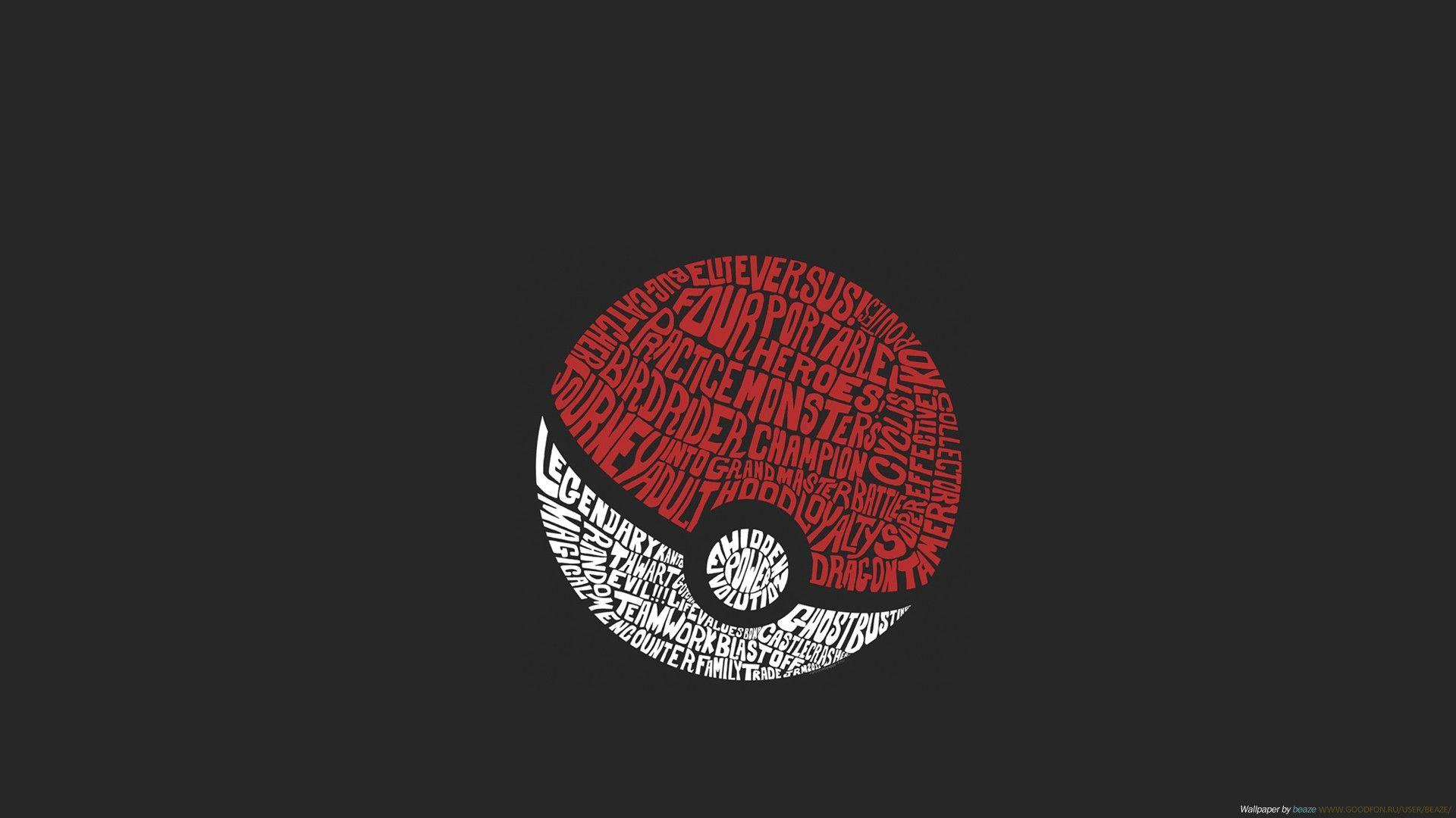 pokemon, minimalistic, dark, typography, Pokeball wallpaper