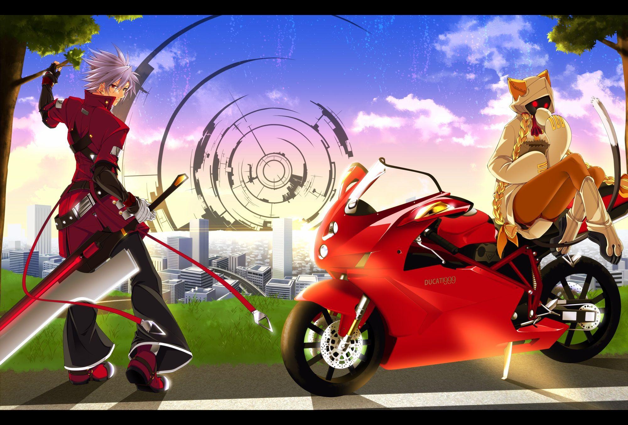 Blazblue blonde hair braids city food gloves gray hair long hair