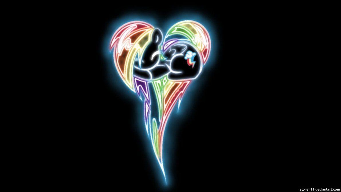 Rainbow Dash Heart Pony Glow Wallpaper