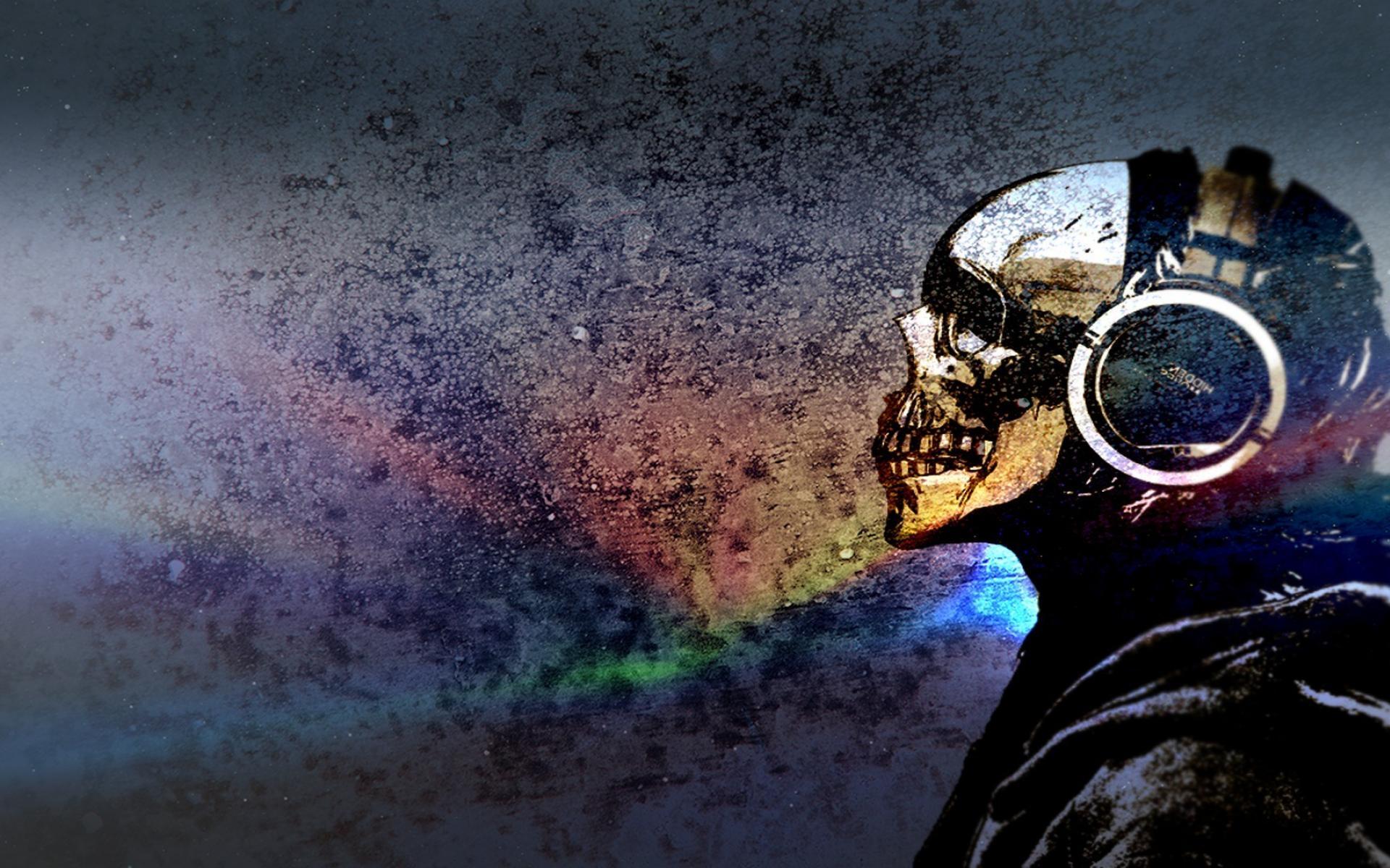 Headphones skulls music multicolor dead hidden moves wallpaper