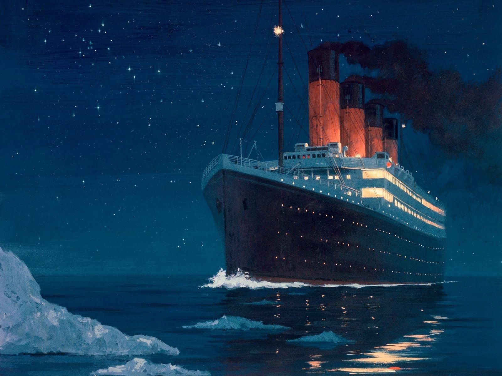 Titanic Ship Cruise Ship Drawing Night HD wallpaper
